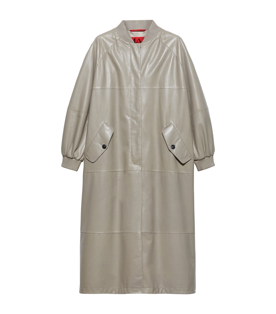 Leather Trench Coat GREY Image 1