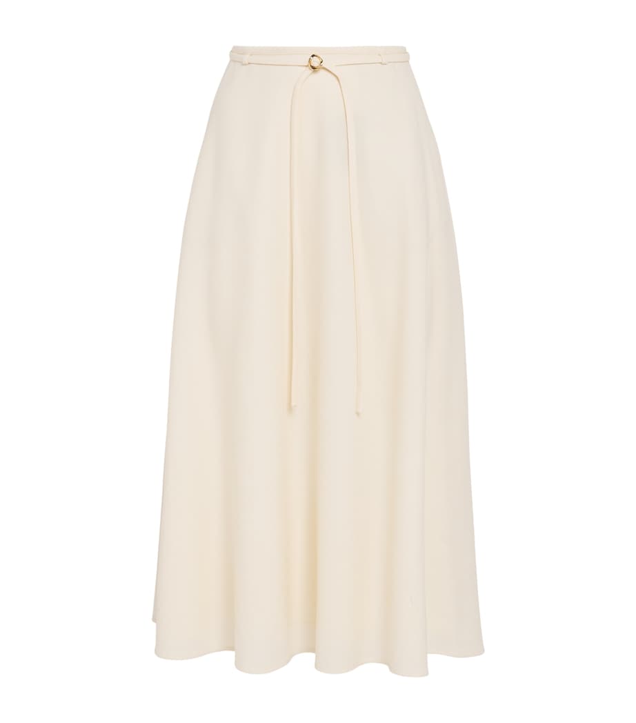 Virgin Wool A-Line Midi Skirt N08 IVORY - BUTTER Image 1