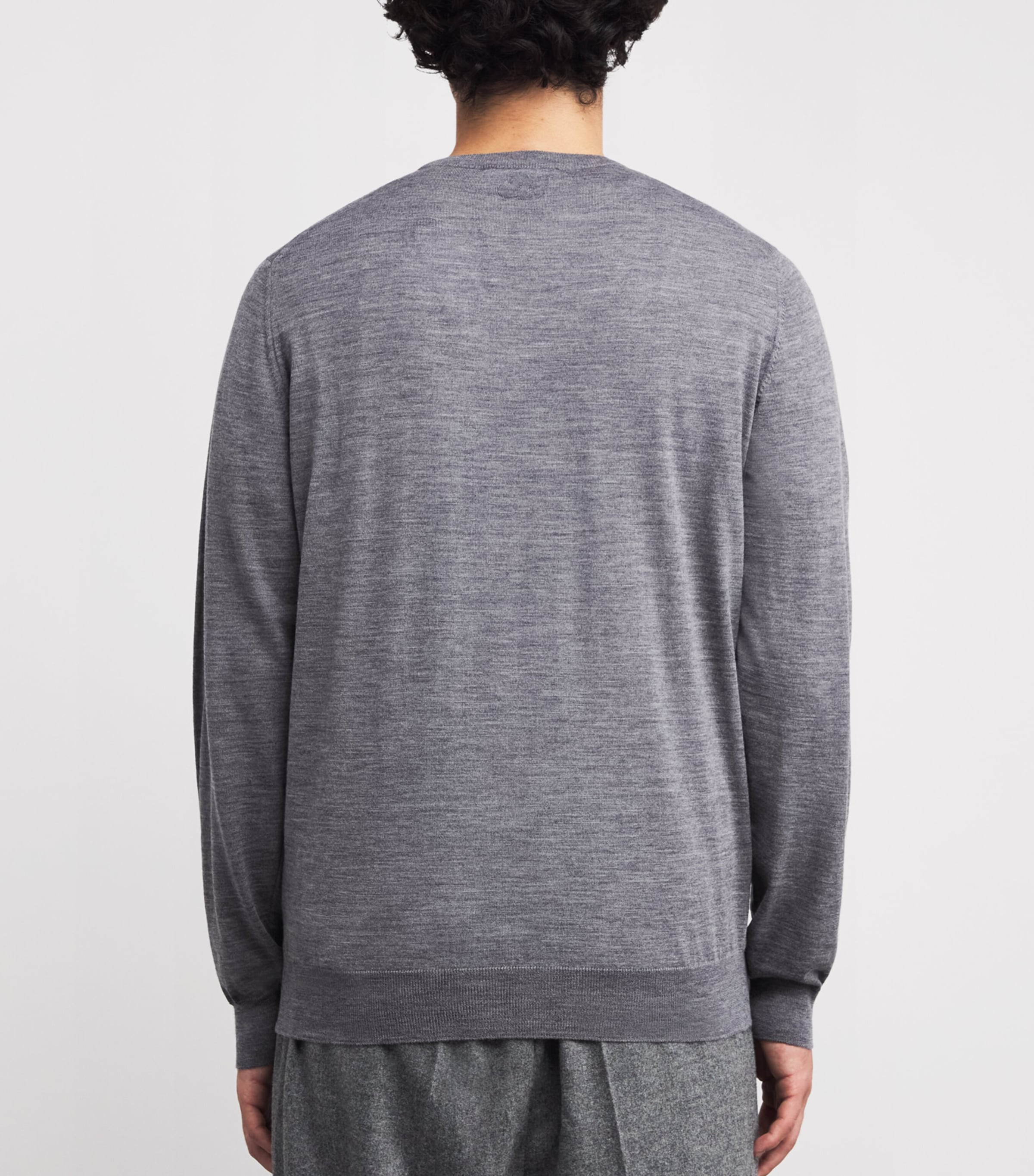 Virgin Wool Crew-Neck Sweater 930-GREY Image 4