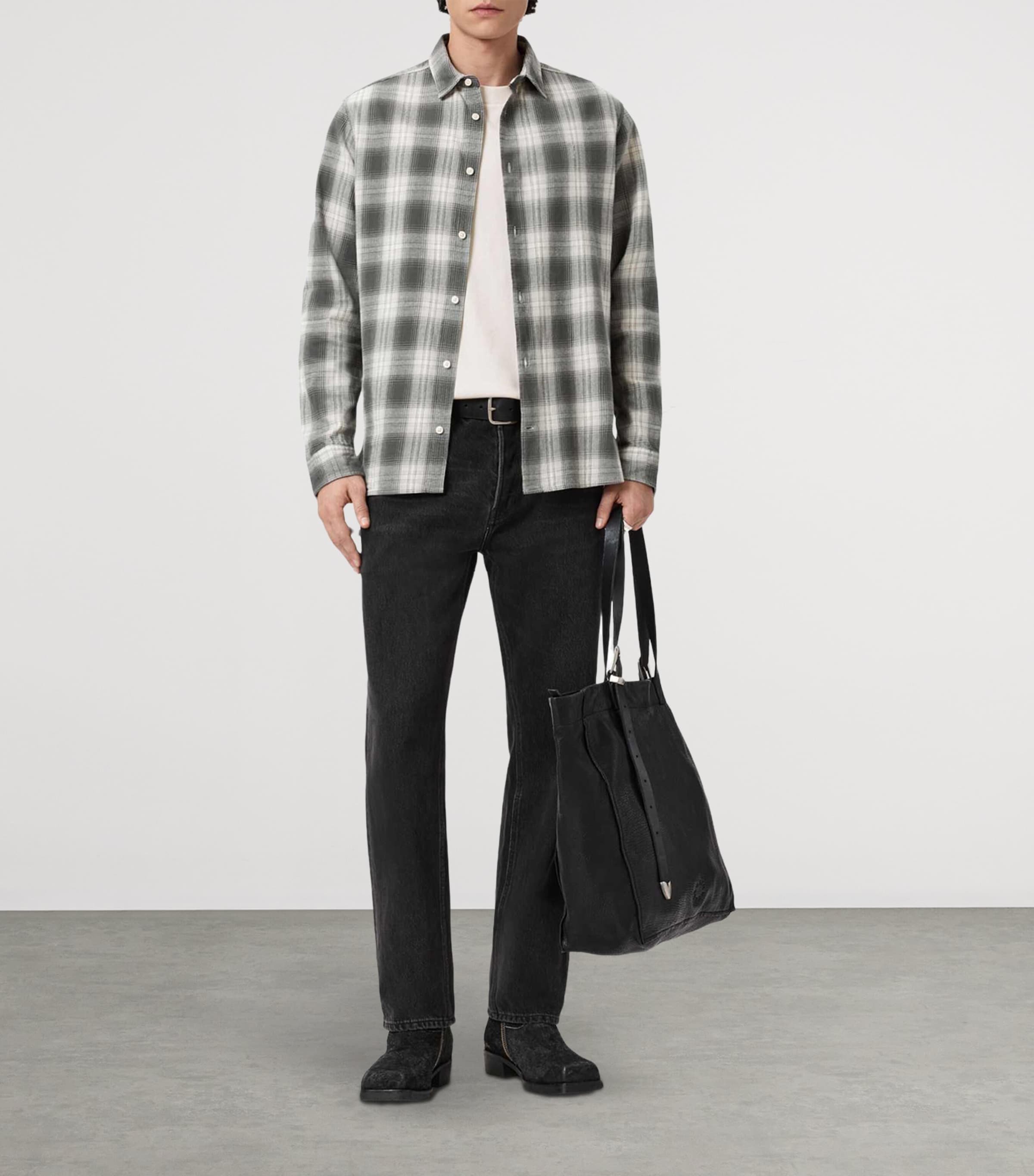 AllSaints Mens Organic Cotton Kelby Shirt Clouded Grey Image 2