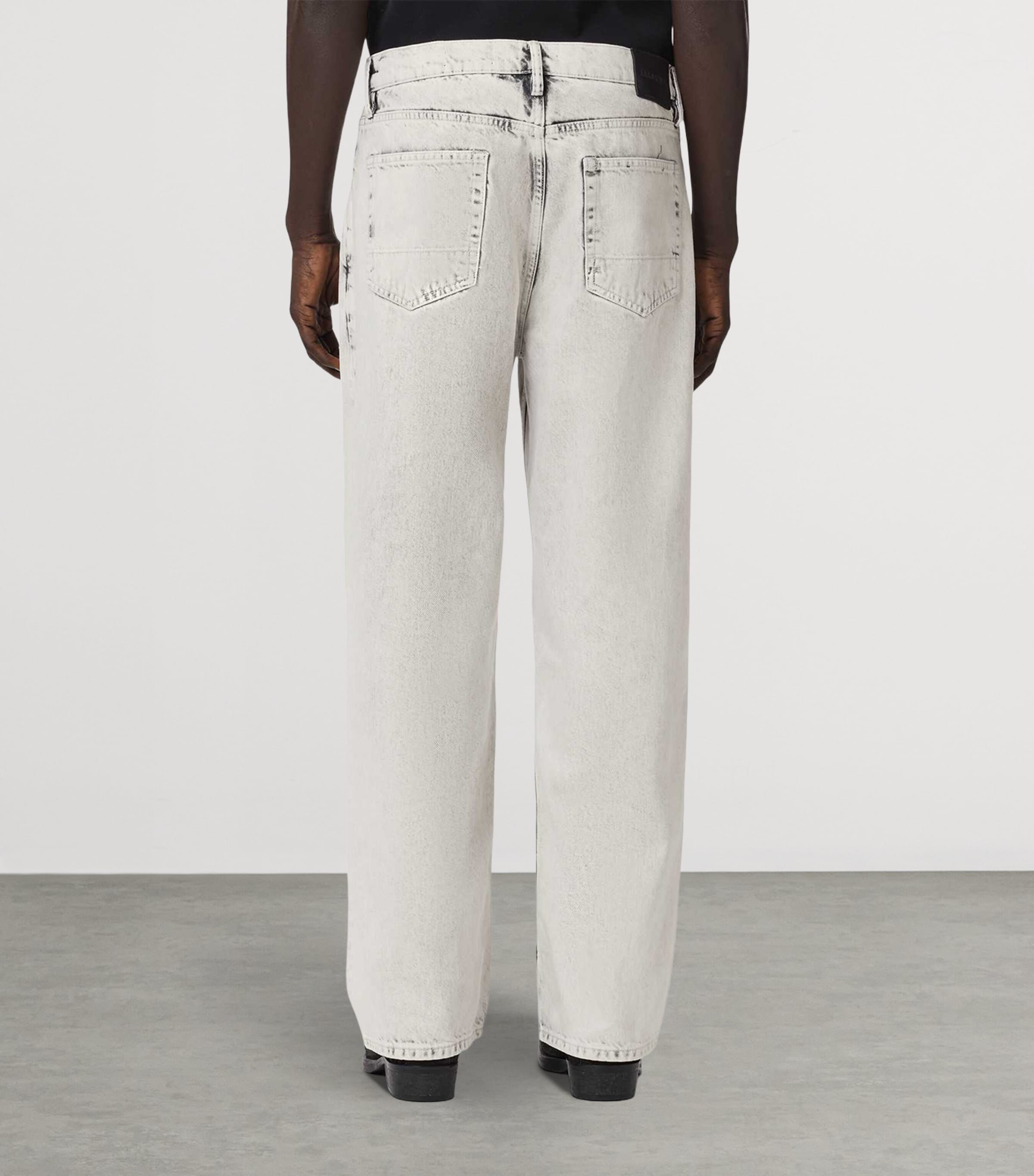 AllSaints Mens Lenny Lux Wide-Leg Jeans Washed Grey Image 4