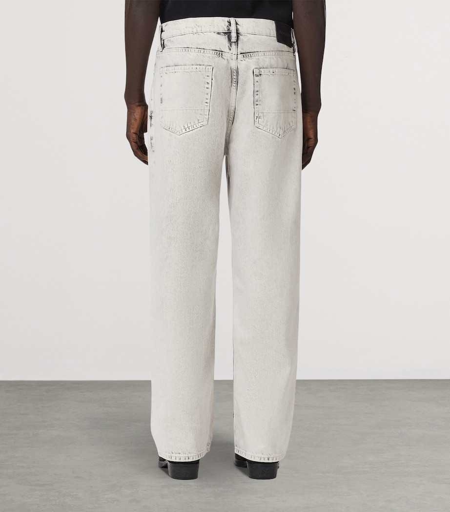 AllSaints Mens Lenny Lux Wide-Leg Jeans Washed Grey Image 4