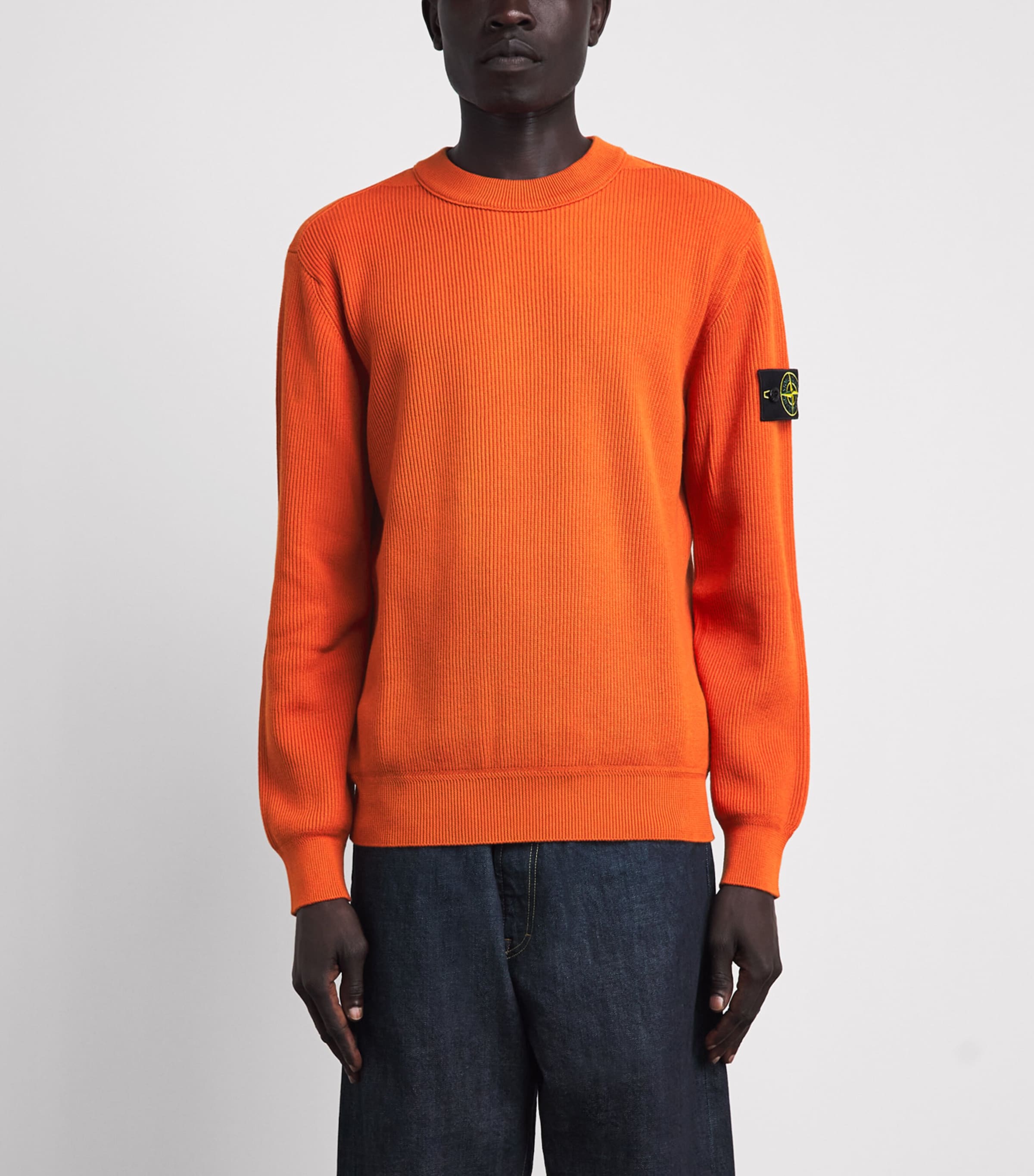Stone Island Mens Ribbed Compass Patch Sweatshirt Image 4