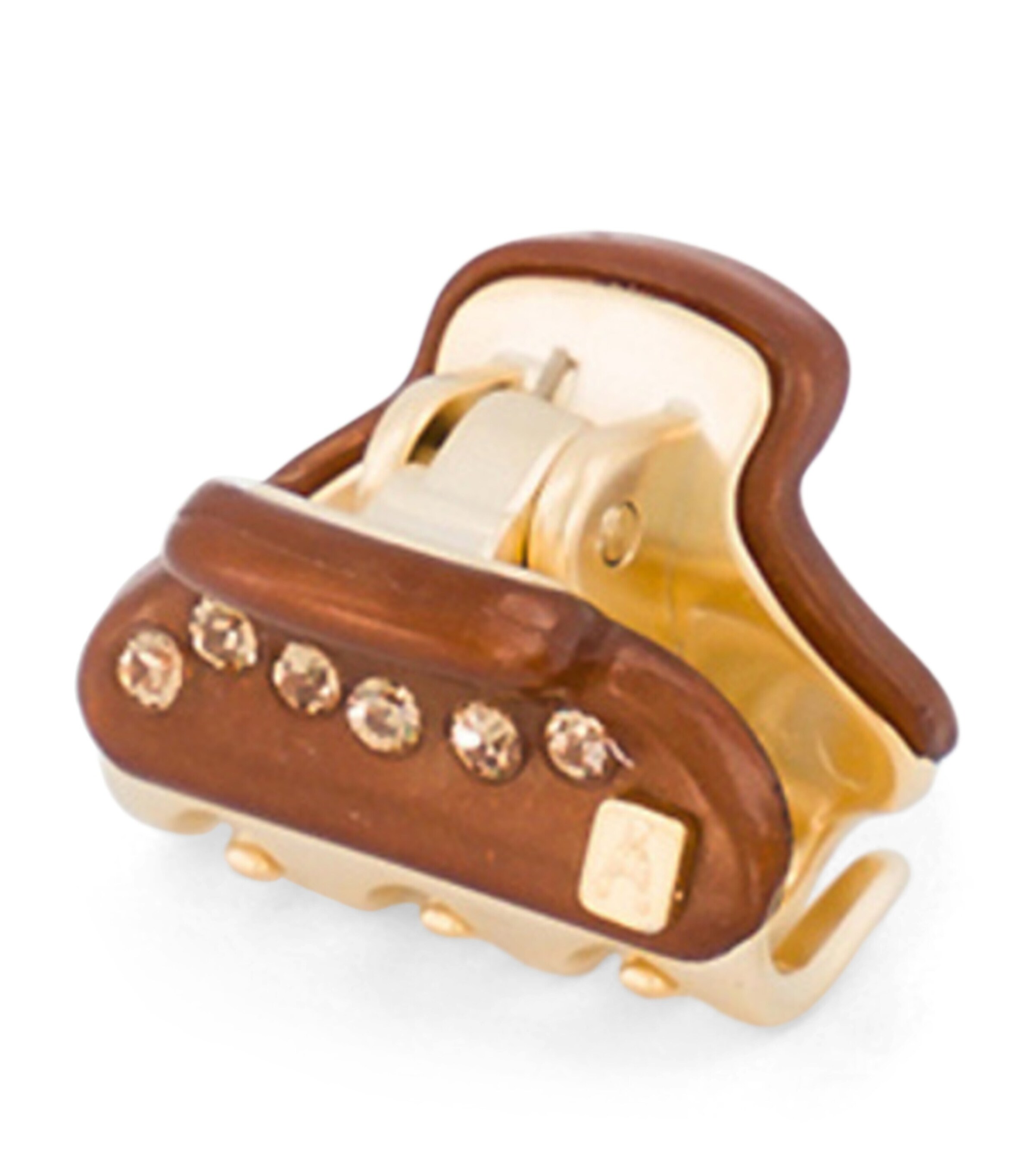 Alexandre de Paris Gold-Plated Mini Claw Hair Clip Pail Brun/or Image 2