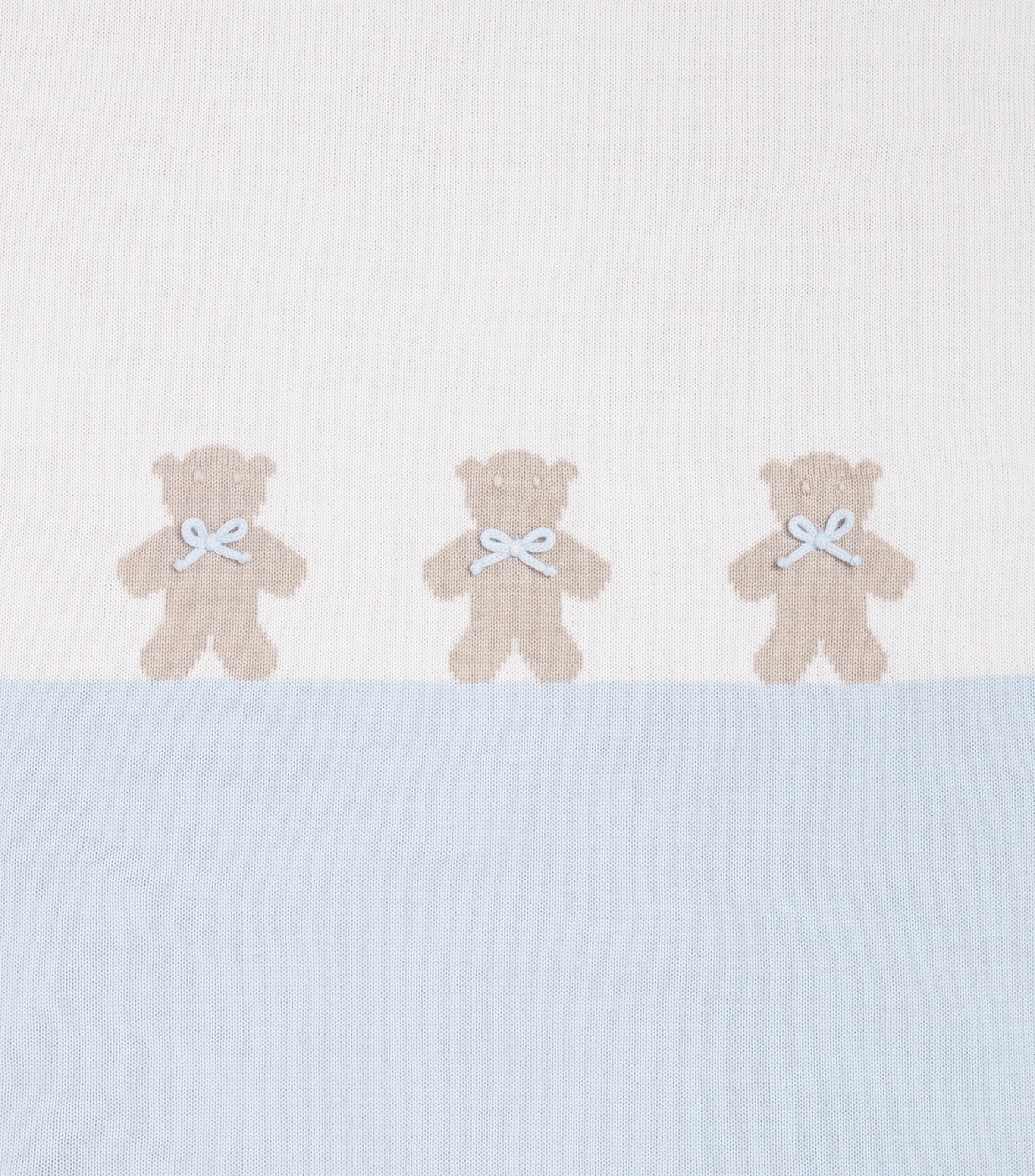 Bimbalo Wool Bear Blanket Off White/blue Image 2