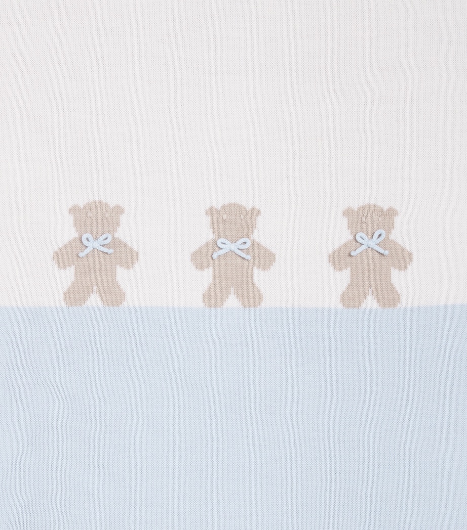 Bimbalo Wool Bear Blanket Off White/blue Image 2