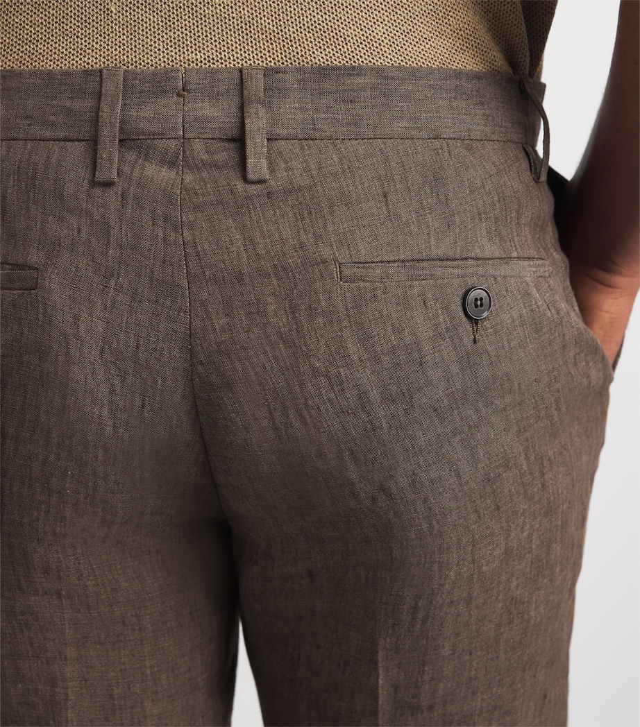 Sunspel Mens Linen Slim Trousers Brgw Dark Walnu Image 3