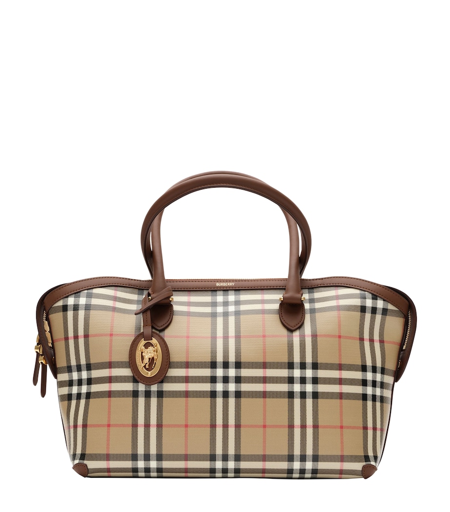 Burberry Small Check Zipped Tote Bag Archive Beige Image 1