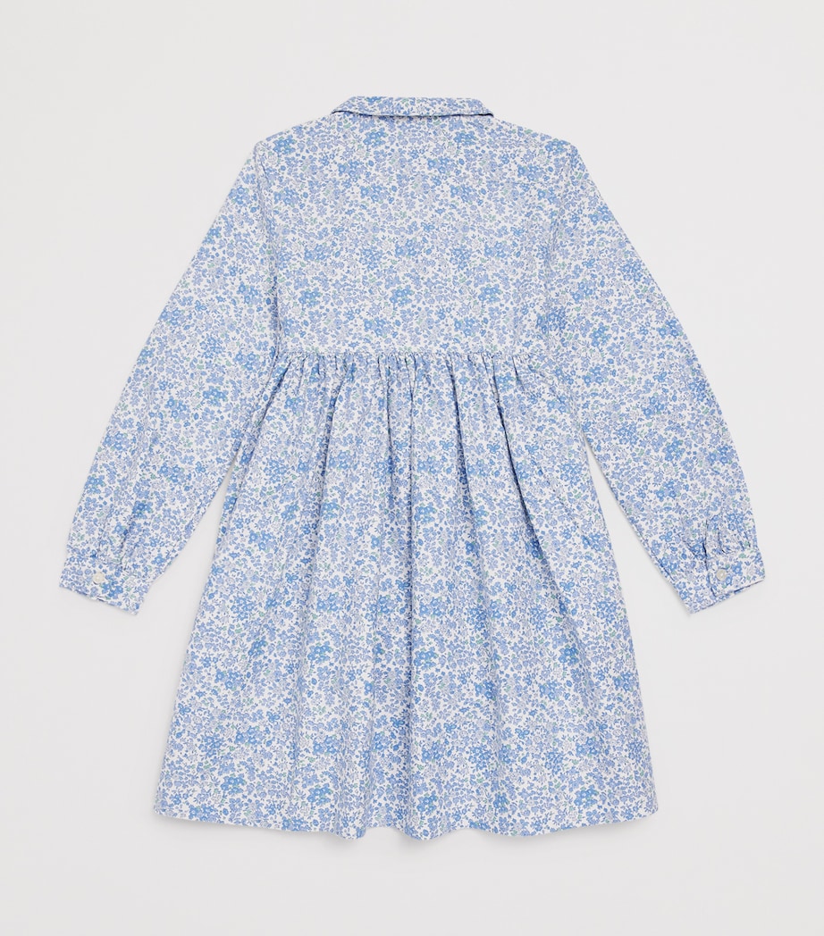 Ralph Lauren Kids Cotton Floral Print Dress (3-12 Months) Carolan Nevis Blue Image 2