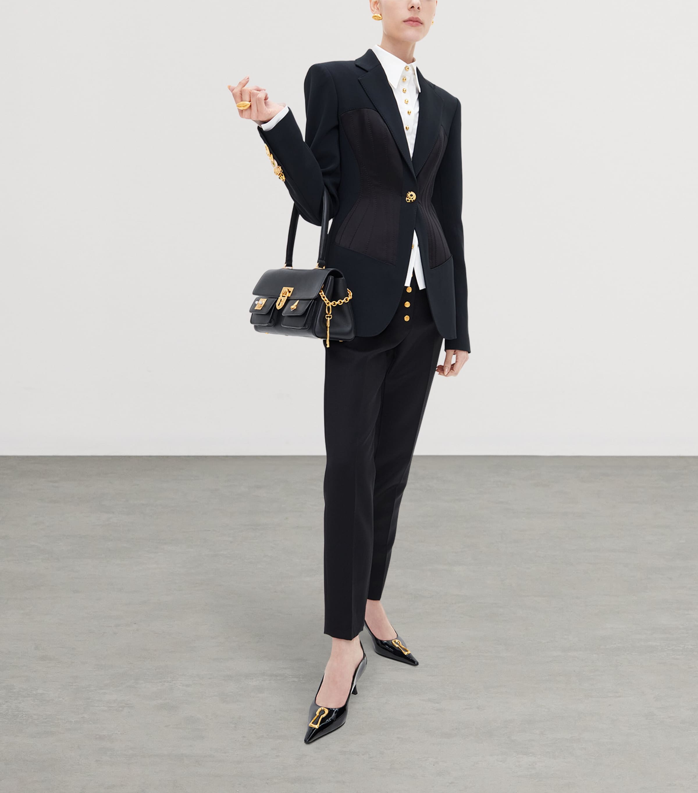 Schiaparelli Mini Leather Secret East-West Top-Handle Bag Black Image 2