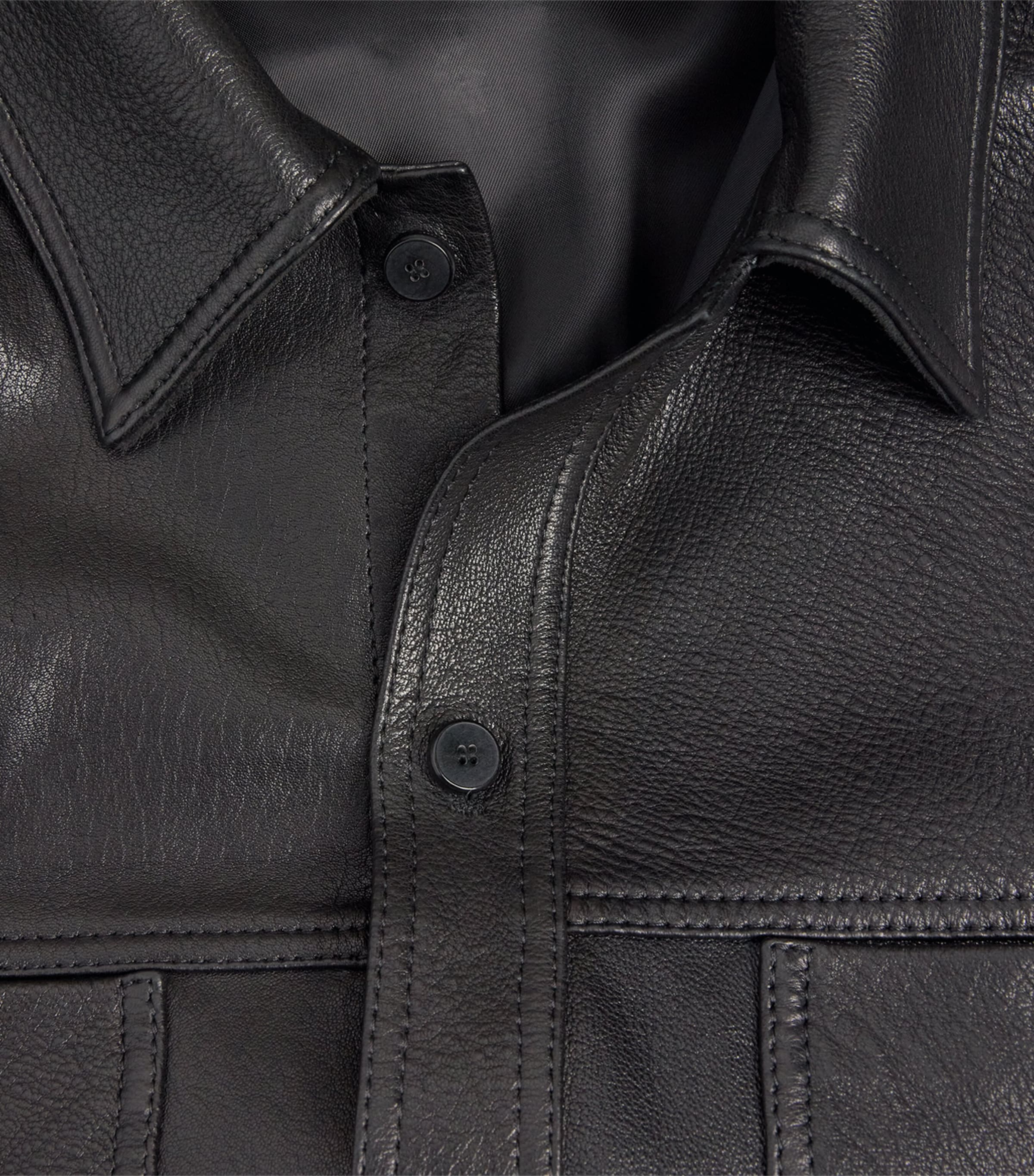 Leather Long-Sleeve Shirt BLACK Image 5