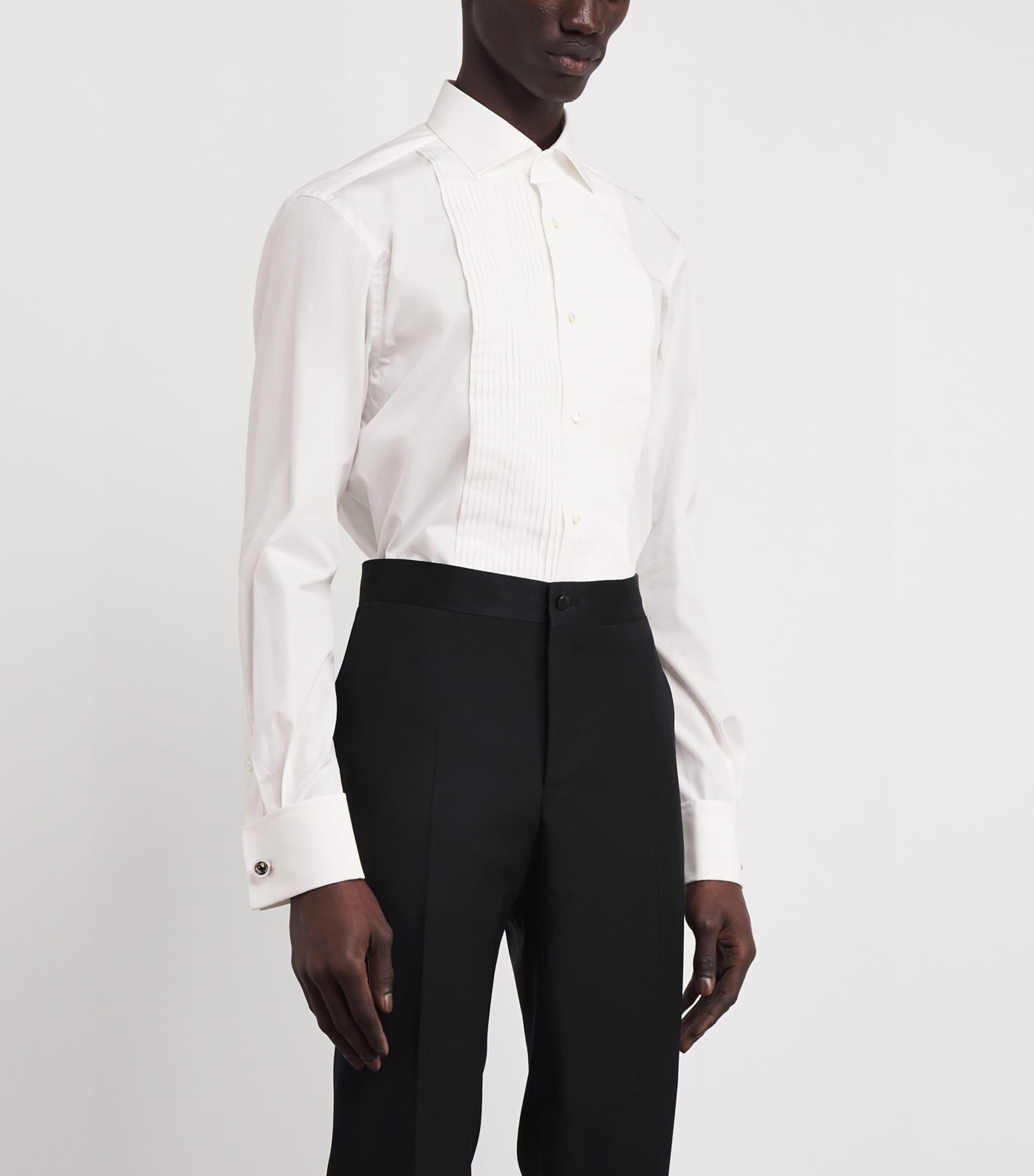 Ralph Lauren Purple Label Mens Sea Island Cotton Tuxedo Dress Shirt White Image 3
