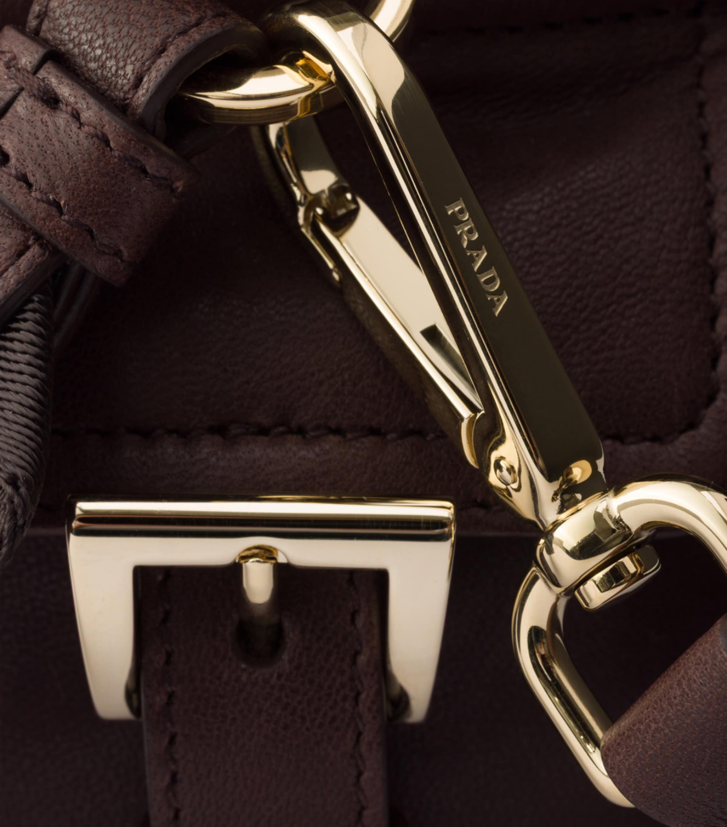 Prada Mini Lambskin Explore Shoulder Bag Brown Image 6