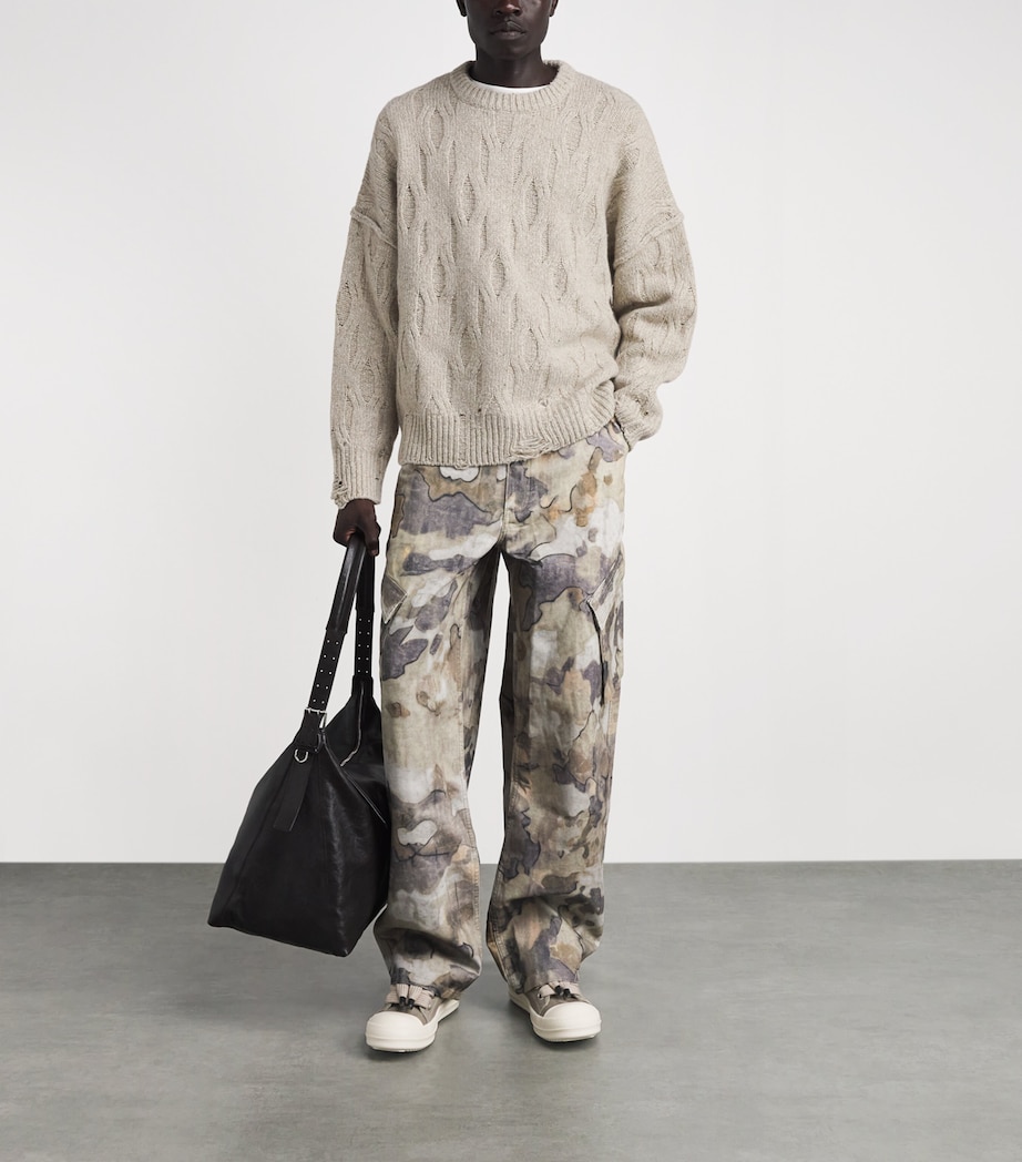 Represent Mens Wool-Blend Distressed Sweater Taupe Image 2