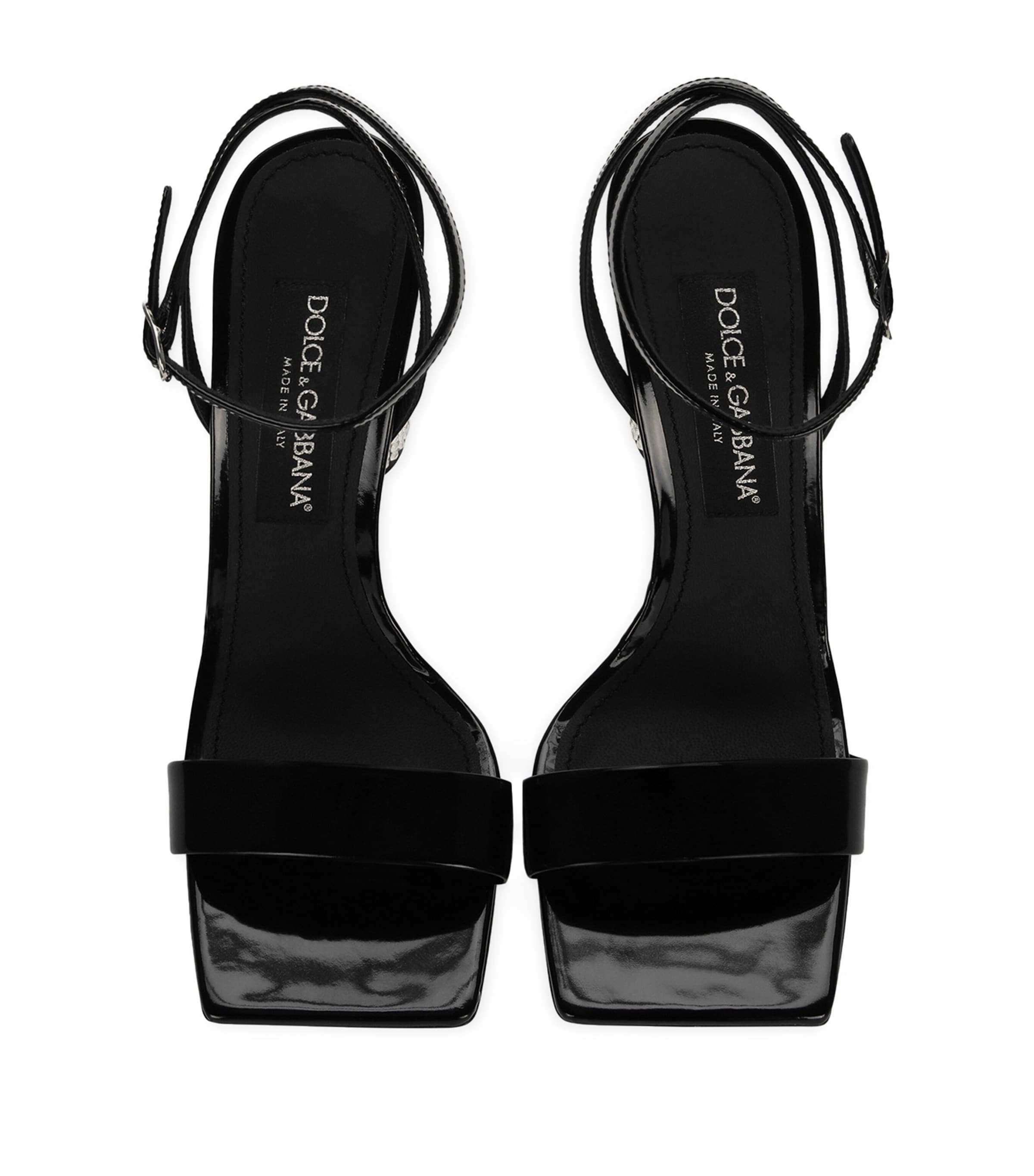 Calfskin Embellished Heeled Sandals 105 80999-BLACK Image 3