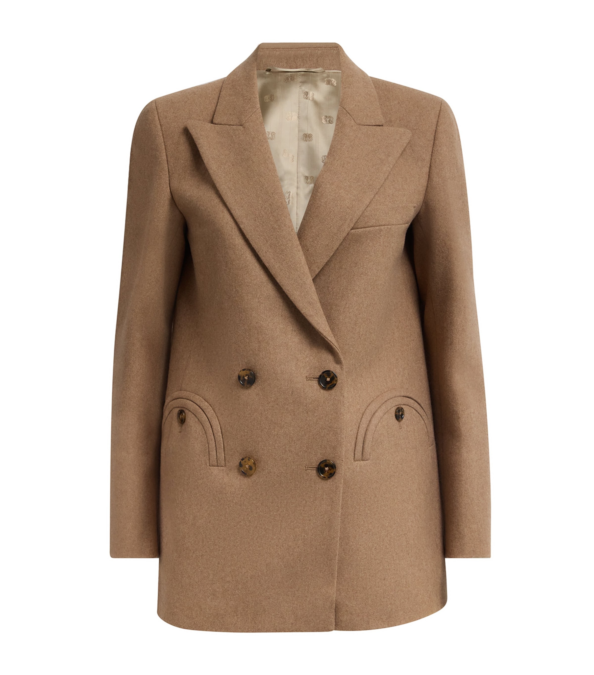 Blazé Milano Womens Virgin Wool-Cashmere Everyday Double-Breasted Blazer Camel Image 1