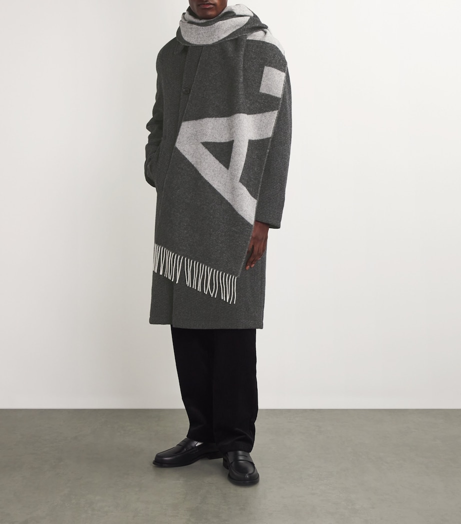 Wool-Blend Logo Scarf LZZ BLACK Image 2