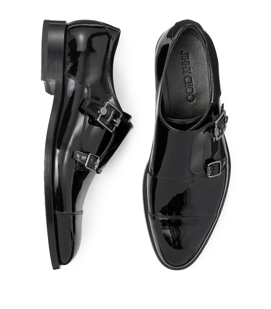Finnion Monk Strap Leather Shoes BLACK Image 3
