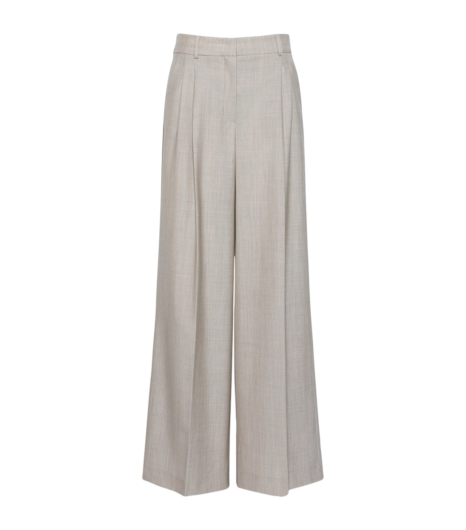 Weekend Max Mara Womens Virgin Wool Wide-Leg Trousers Hazelnut Brown Image 1