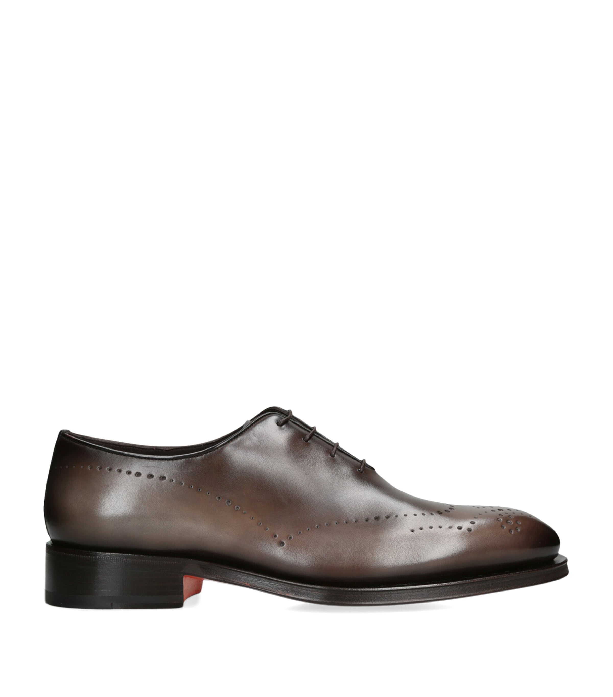 Santoni Leather Patina Wholecut Oxford Shoes In Brown