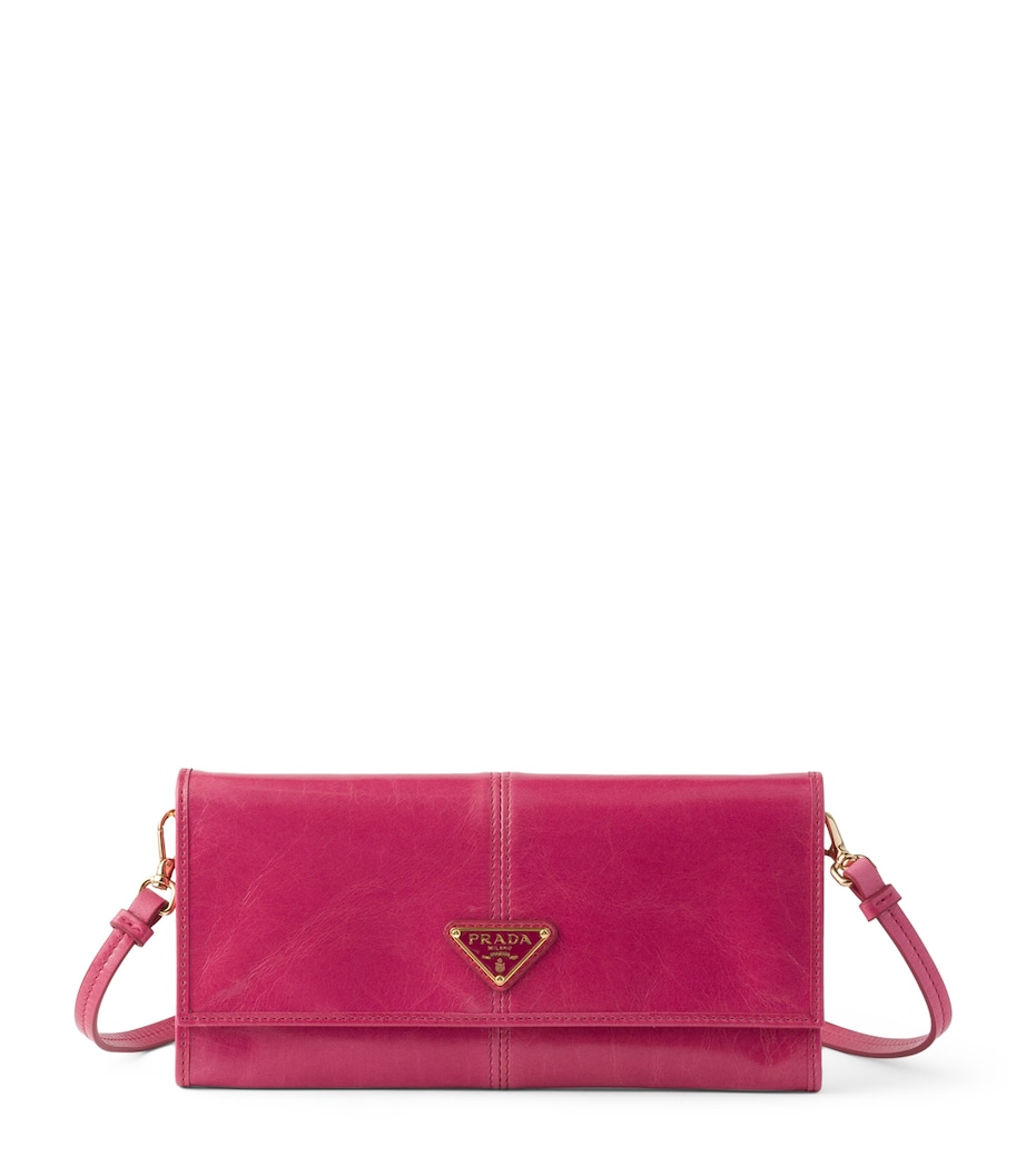 Prada Leather Wallet with Shoulder Strap Pink Image 1