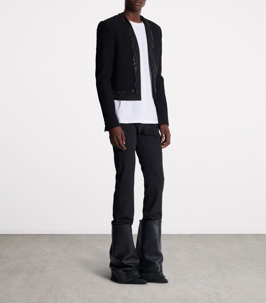 Crepe Embroidered Cropped Jacket 0PA NOIR Image 6