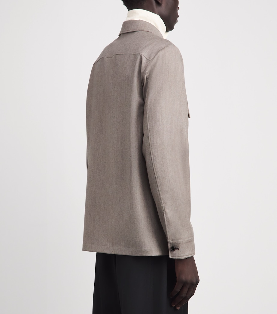 Paul Smith Mens Wool-Cashmere Overshirt Beige Image 5