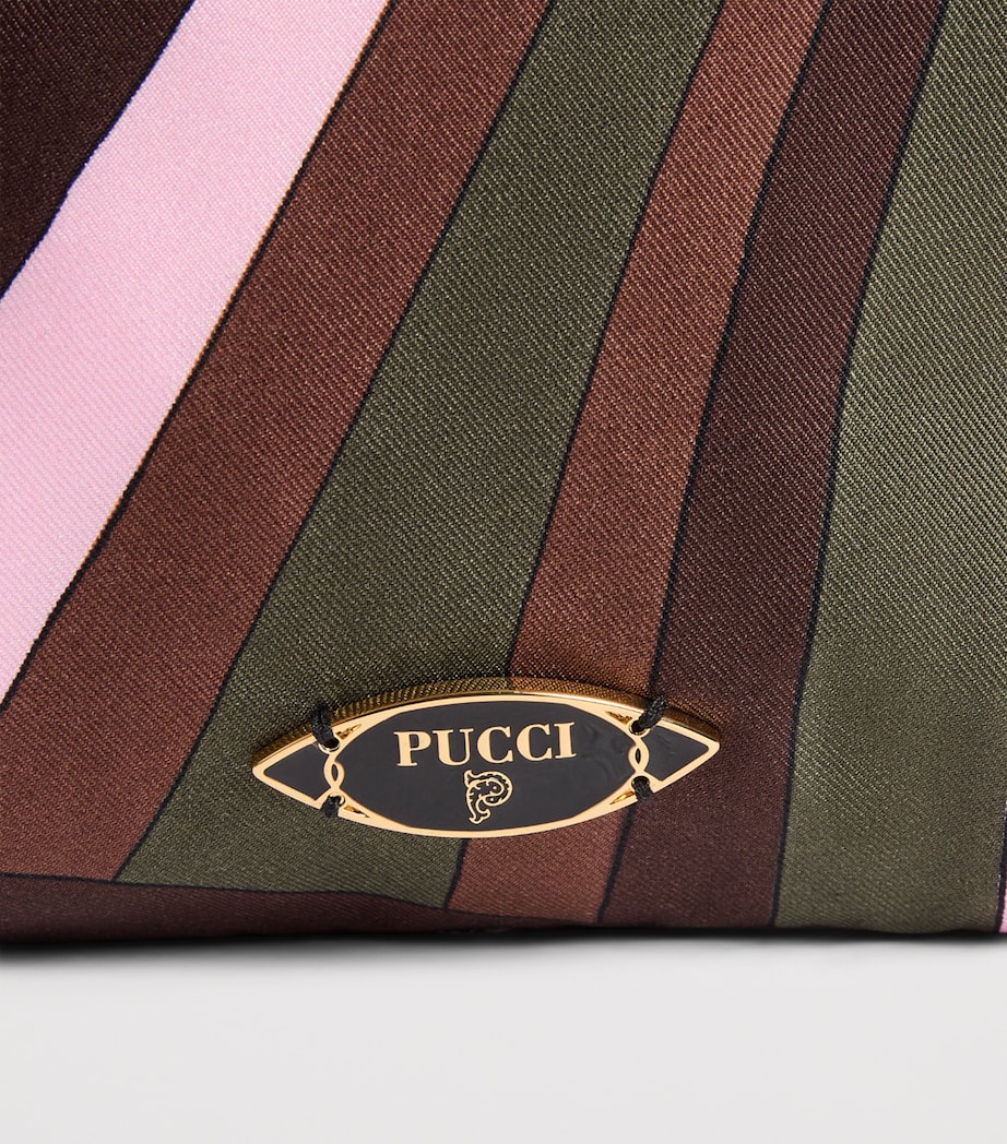 PUCCI Silk Iride Top-Handle Bag Khaki Pink Image 6
