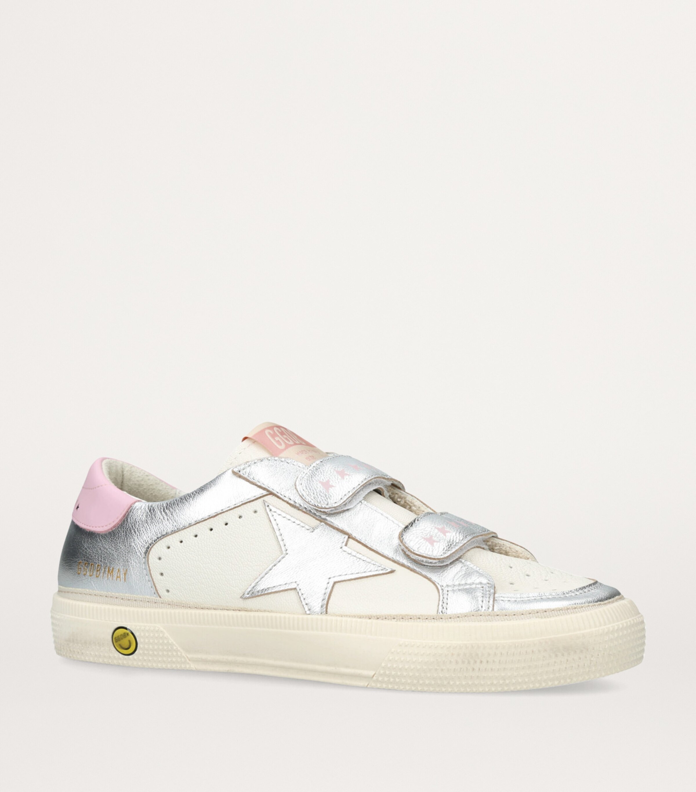 Golden Goose Leather May School Sneakers Silver Com Image 3