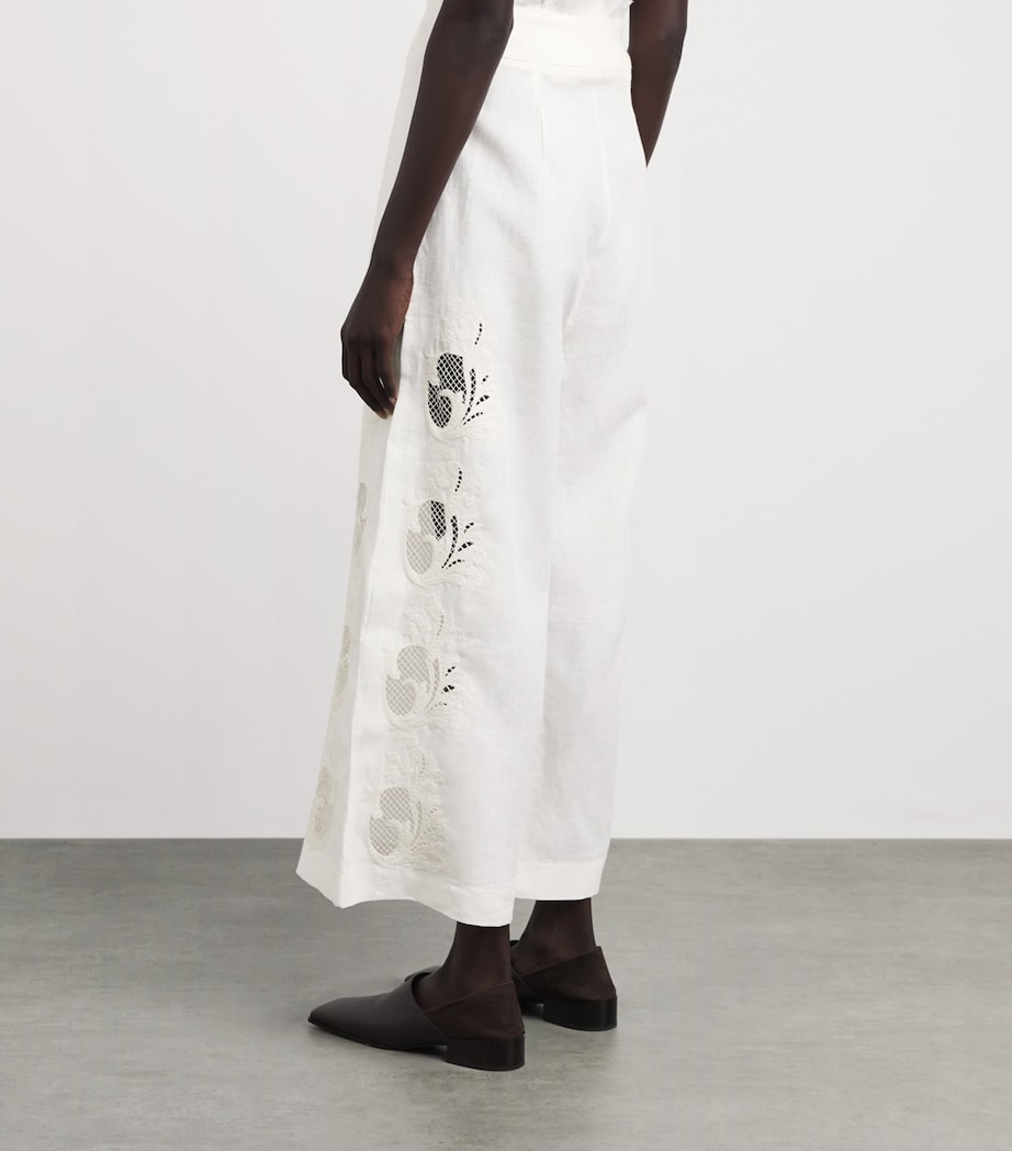 LUG VON SIGA Womens Linen Maria Wide-Leg Trousers Offwhite Image 5