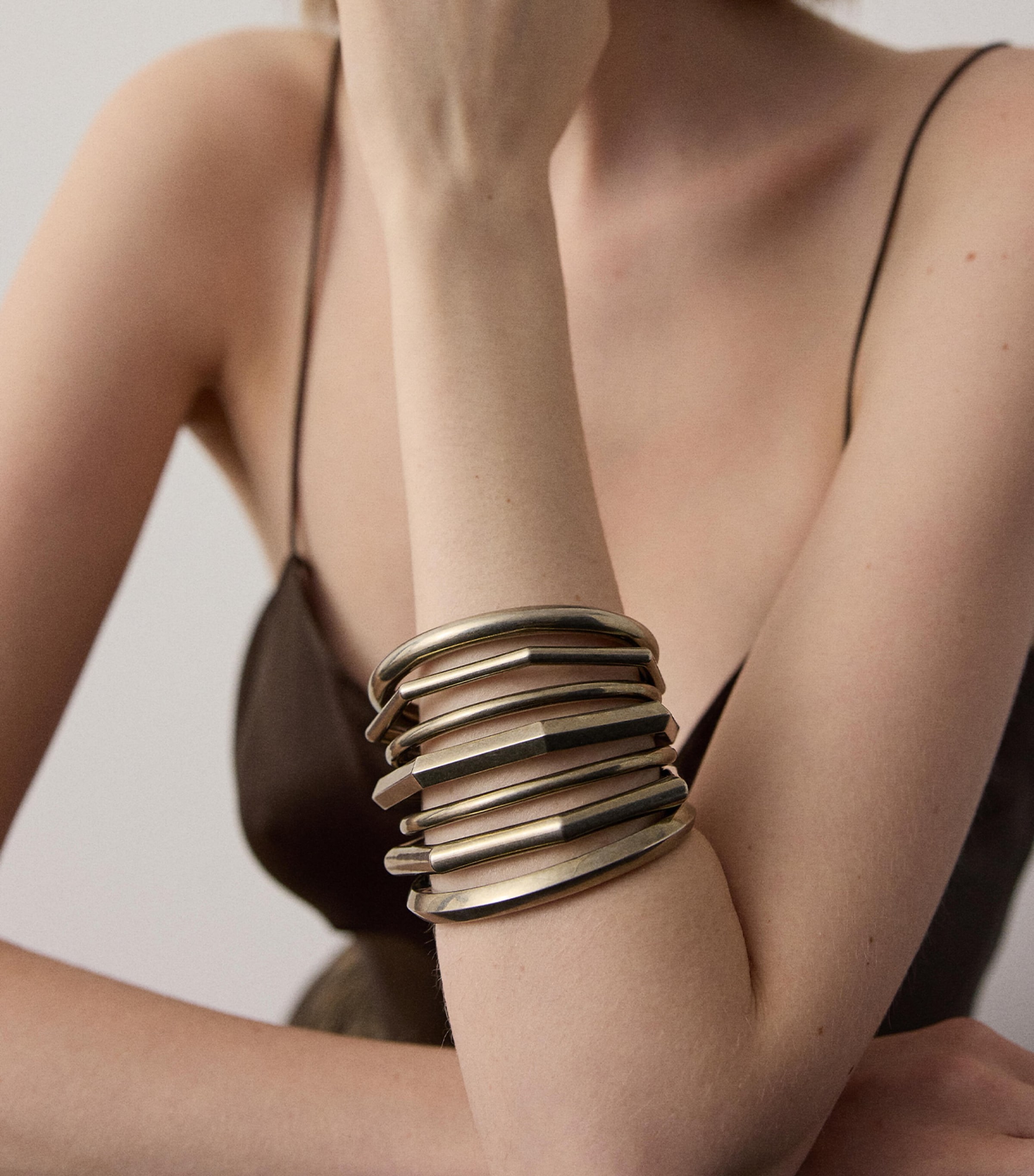 Ralph Lauren Collection Brass Orbit Cuff Antique Silver Vinta Image 4