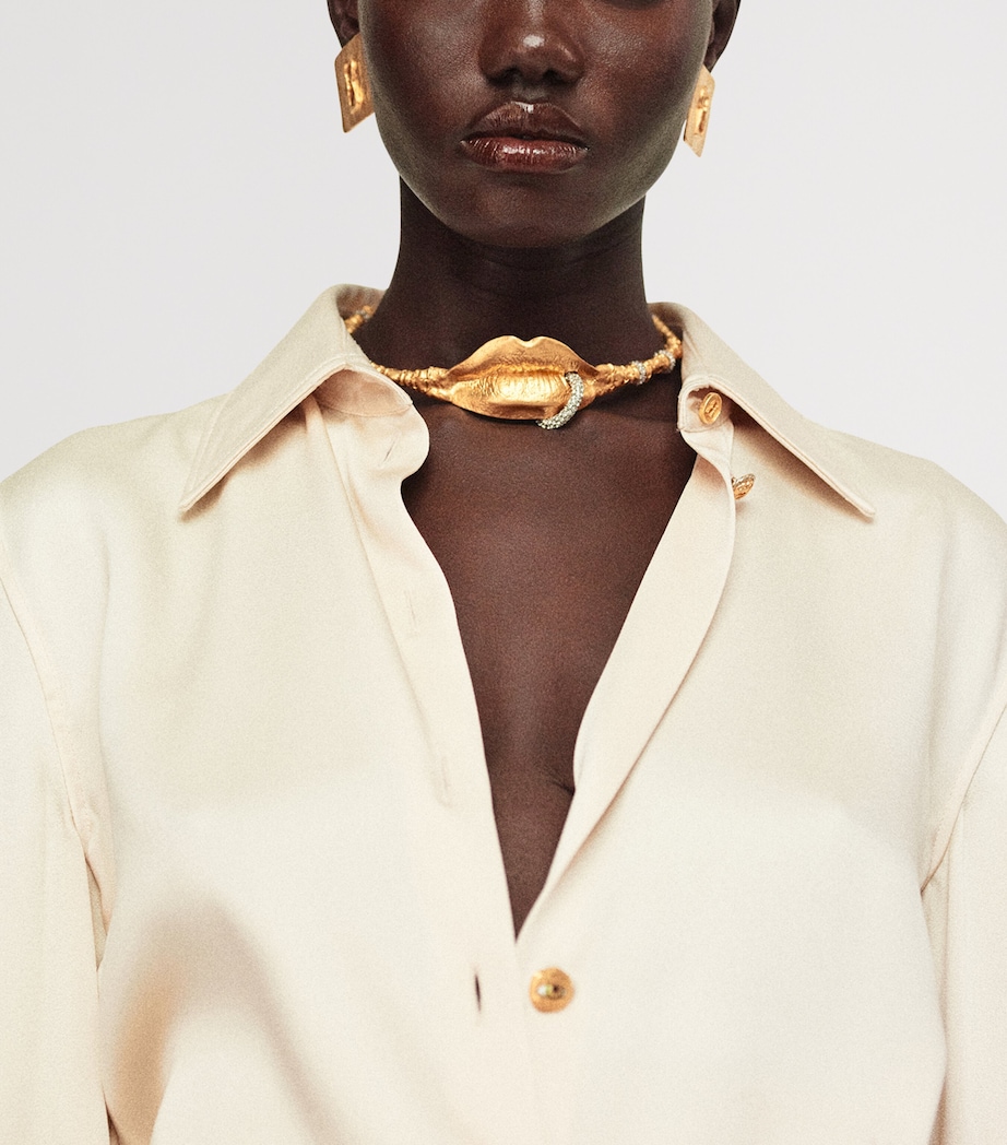 Lips Choker Necklace 001GOLD Image 4