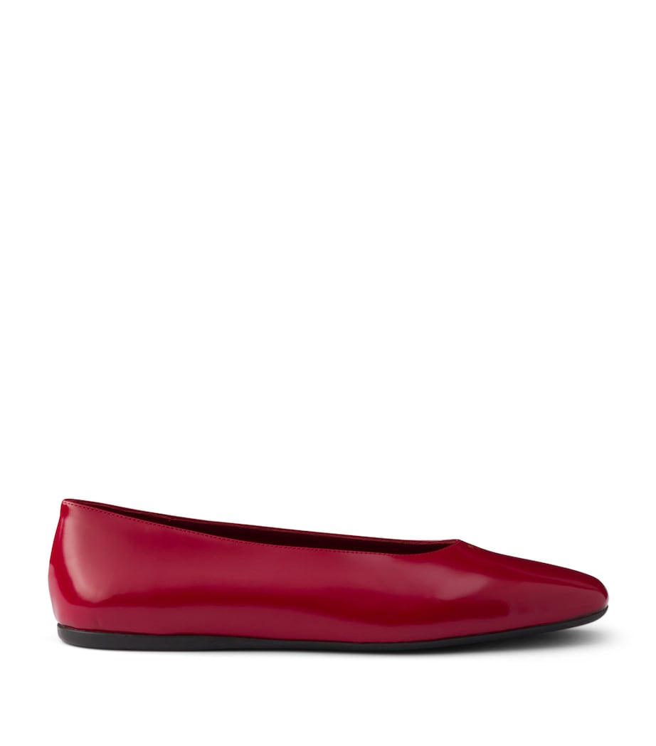 Prada Leather Logo Ballet Flats Red Image 1