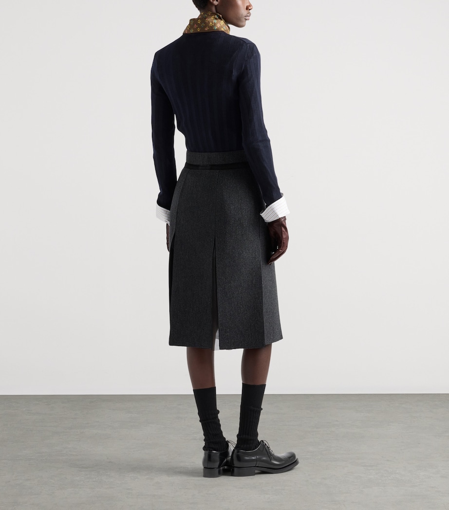 Prada Womens Wool Midi Skirt Grey Image 5
