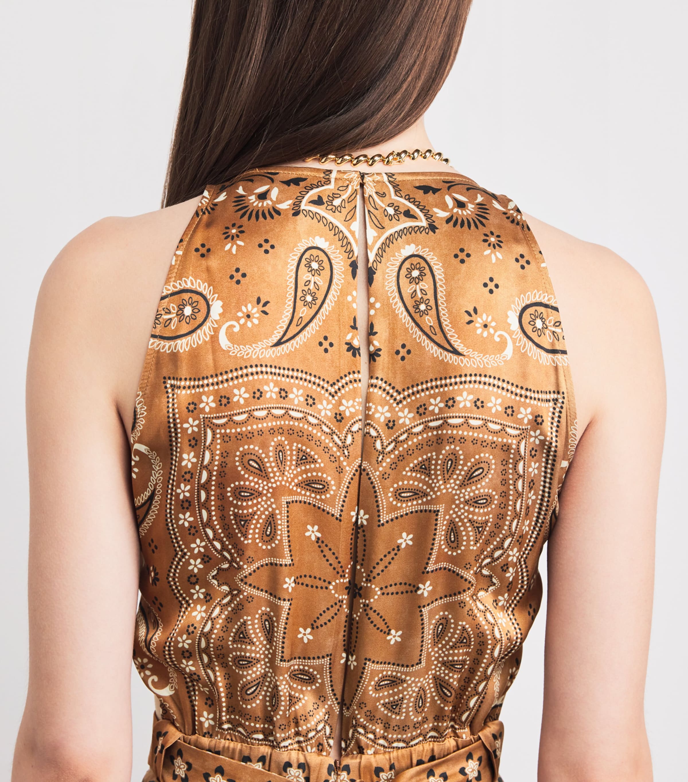 Sandro Paris Womens Bandana Print Midi Dress Brown / Black Image 3