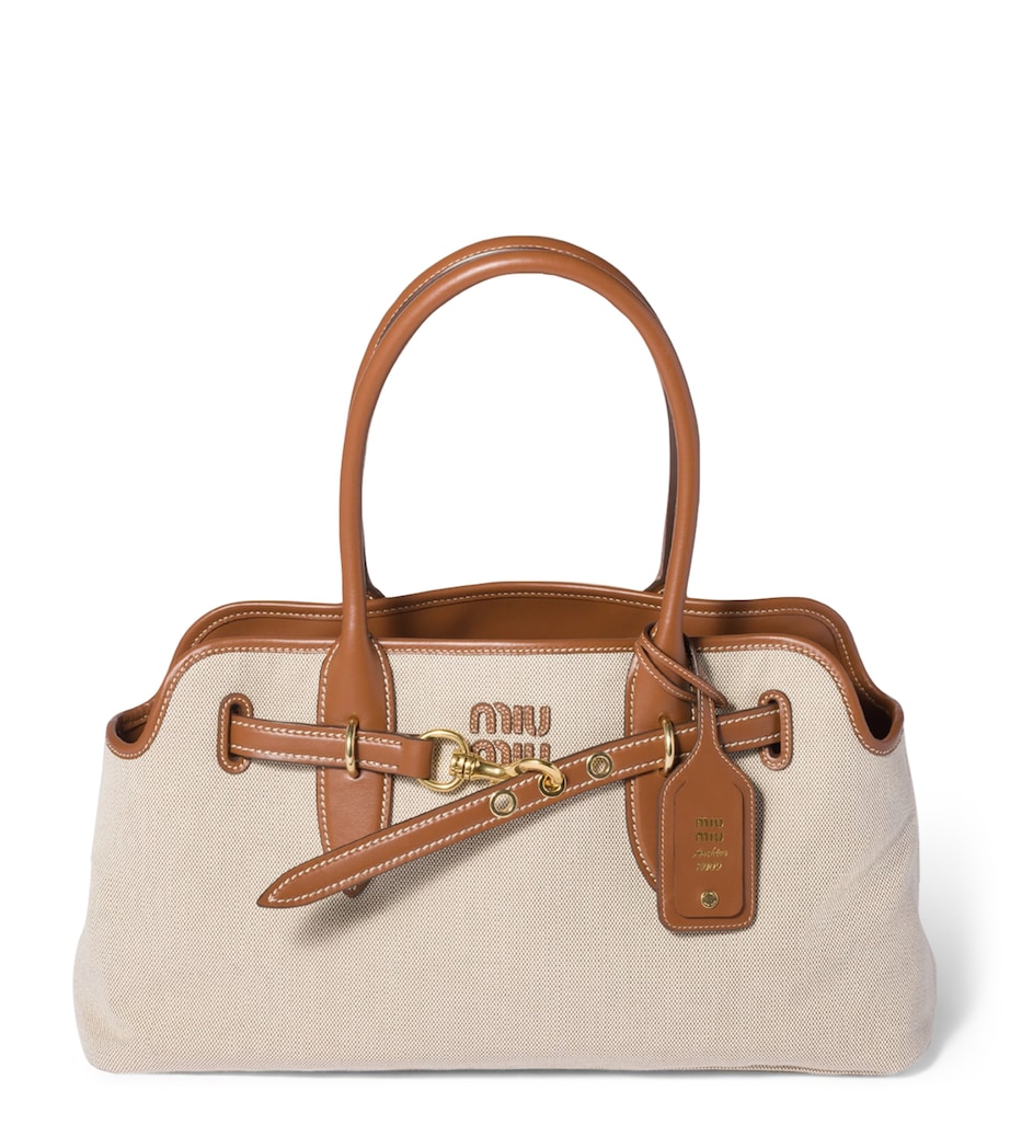 Miu Miu Canvas and Leather Aventure Shoulder Bag Image 1