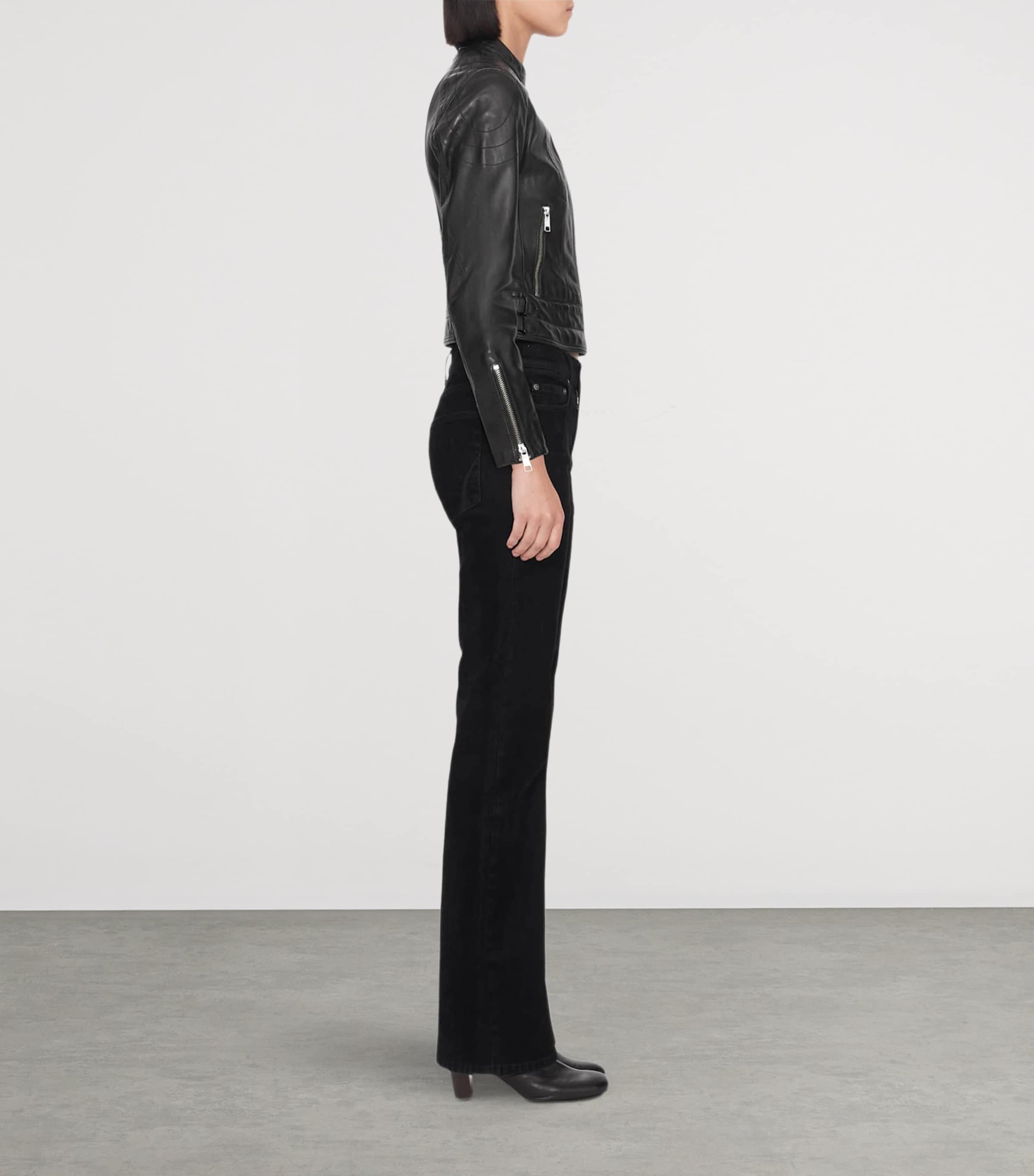 AllSaints Womens Comet Leather Jacket Black Image 6