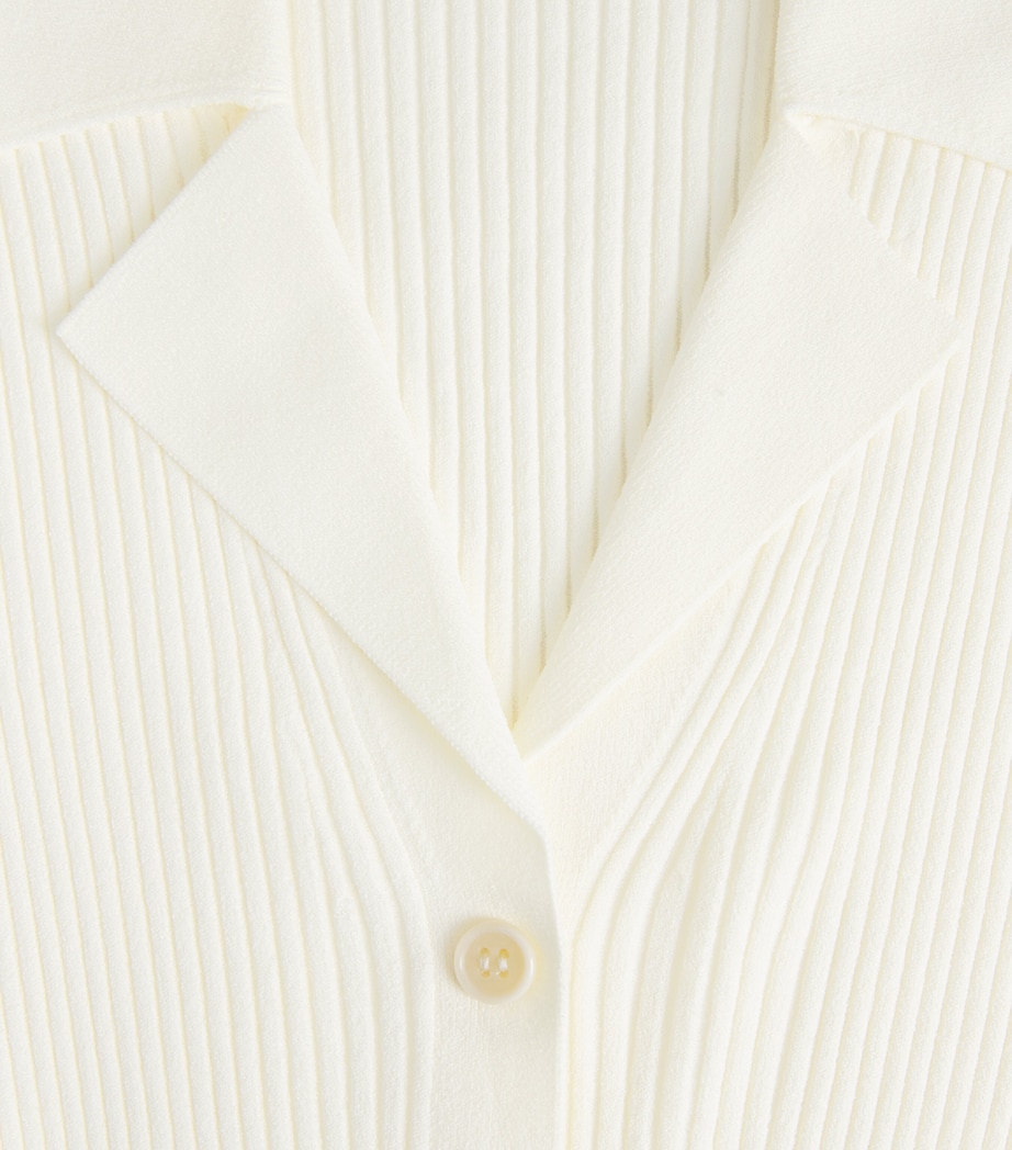 Theory Womens Ribbed Polo Cardigan Warm Ivory Image 6