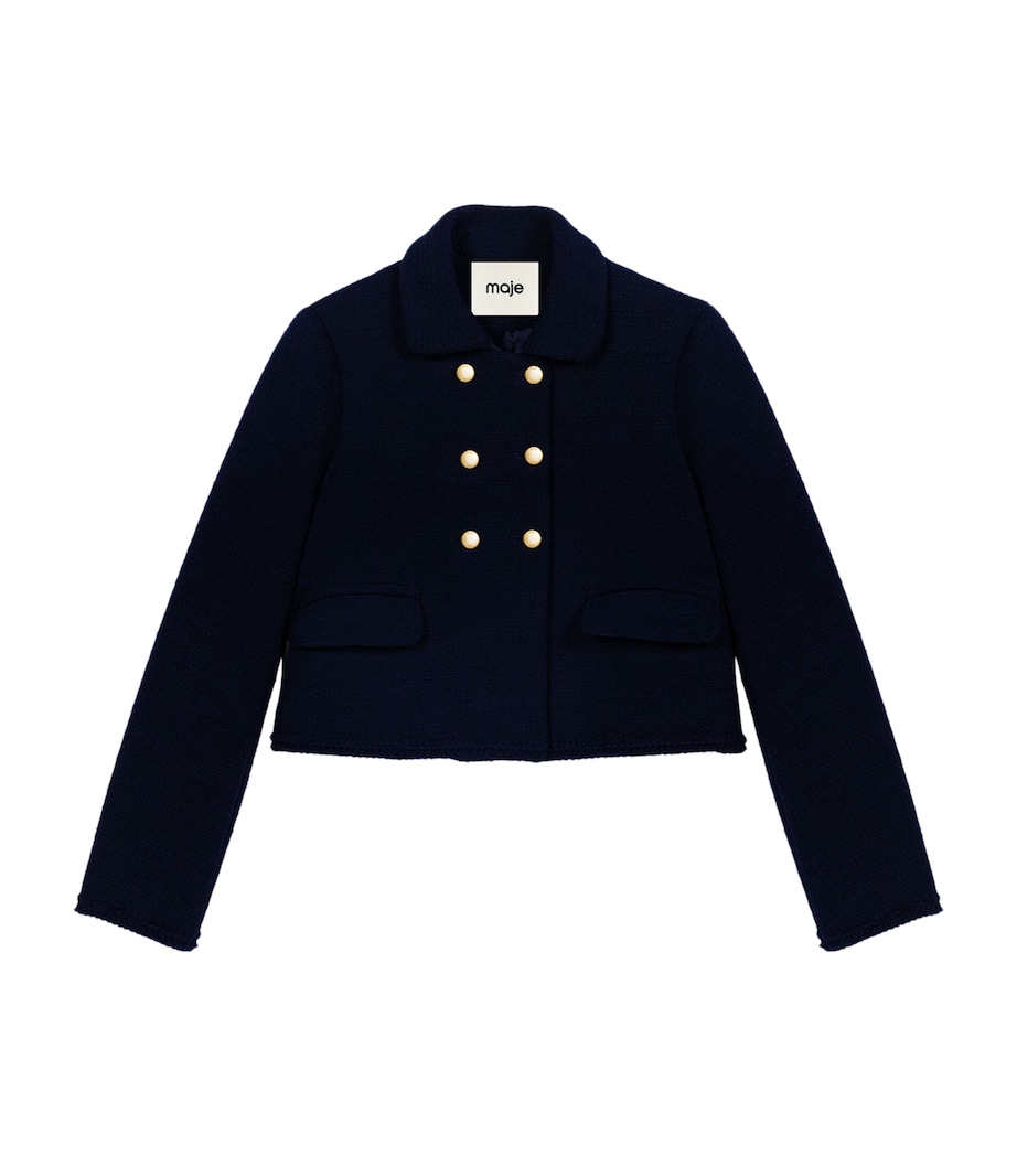 Maje Womens Tweed Cropped Jacket Navy Image 1