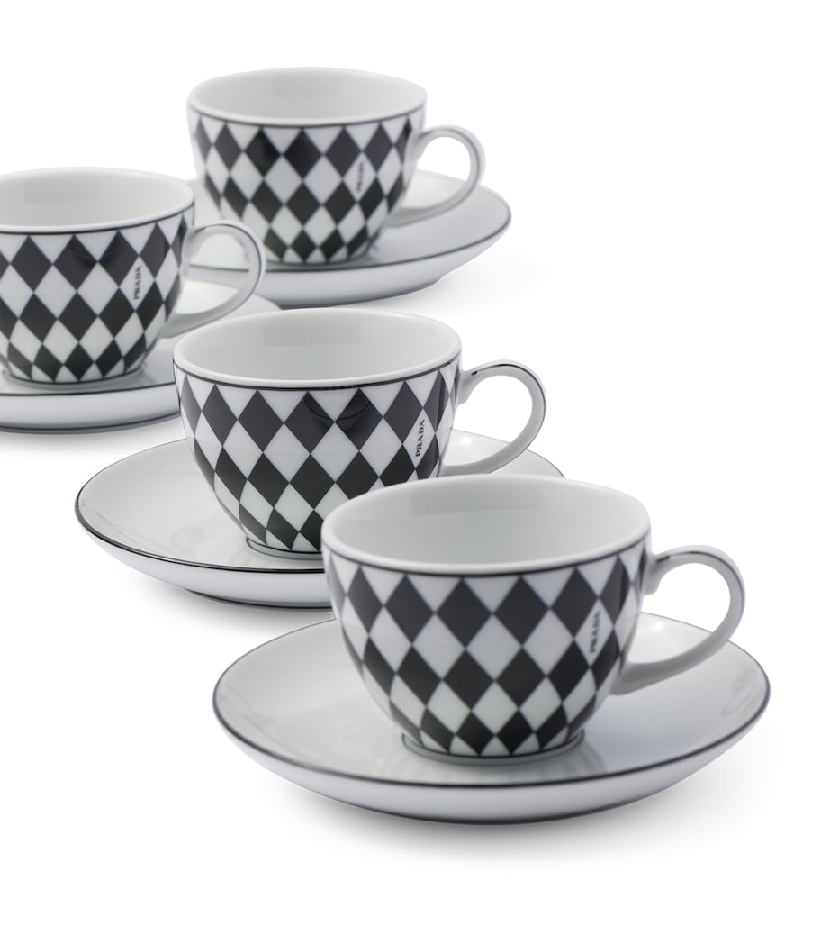 Chequerboard Coffee Cup and Saucer (Set of 4) F0E5W Image 1