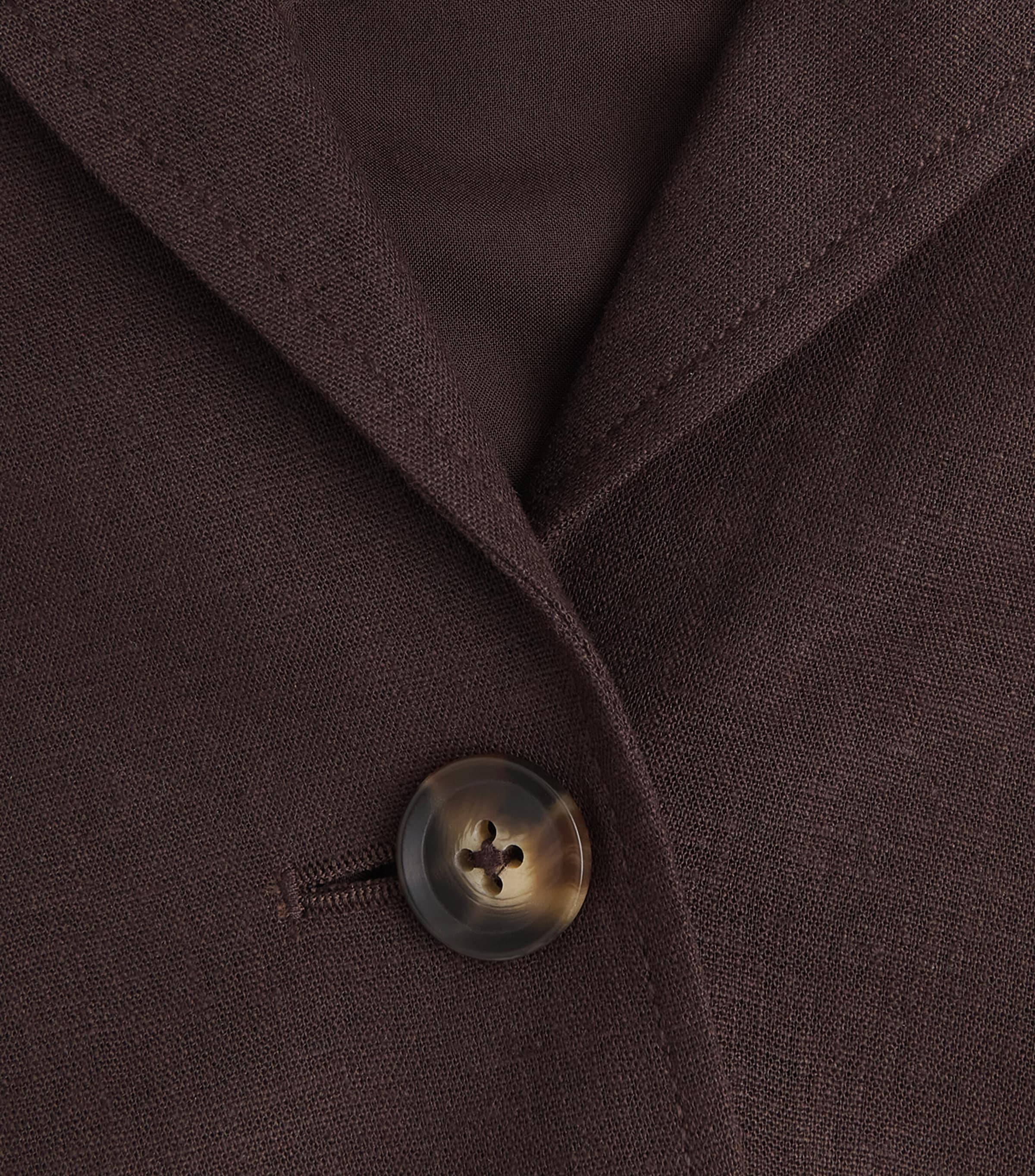 ME+EM Womens Linen-Blend Icon Blazer Cocoa Brown Image 6