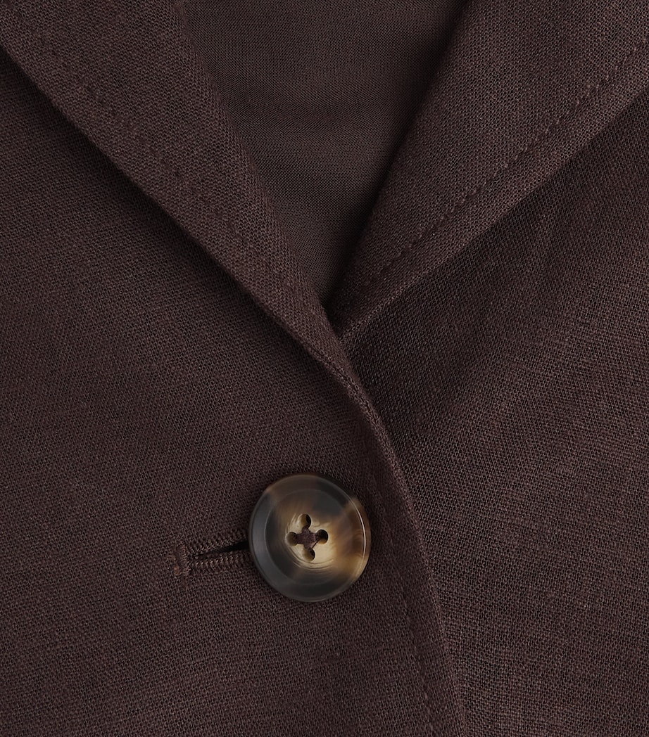 ME+EM Womens Linen-Blend Icon Blazer Cocoa Brown Image 6