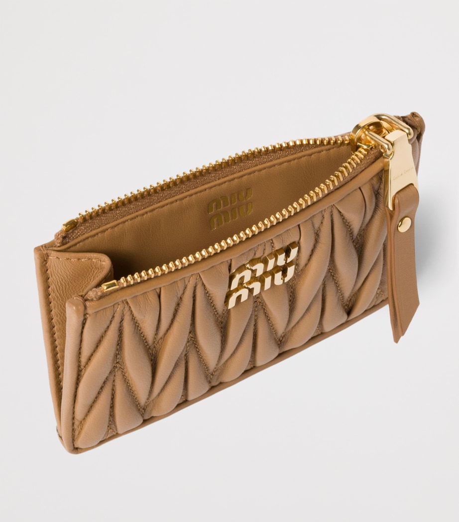 Leather Matelassé Zipped Card Holder F098L Image 3