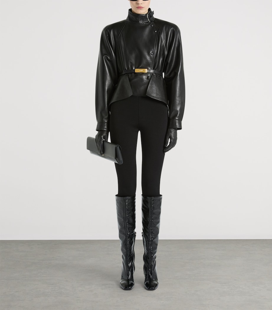 Balmain Womens Lambskin Leather Jacket Noir Image 2