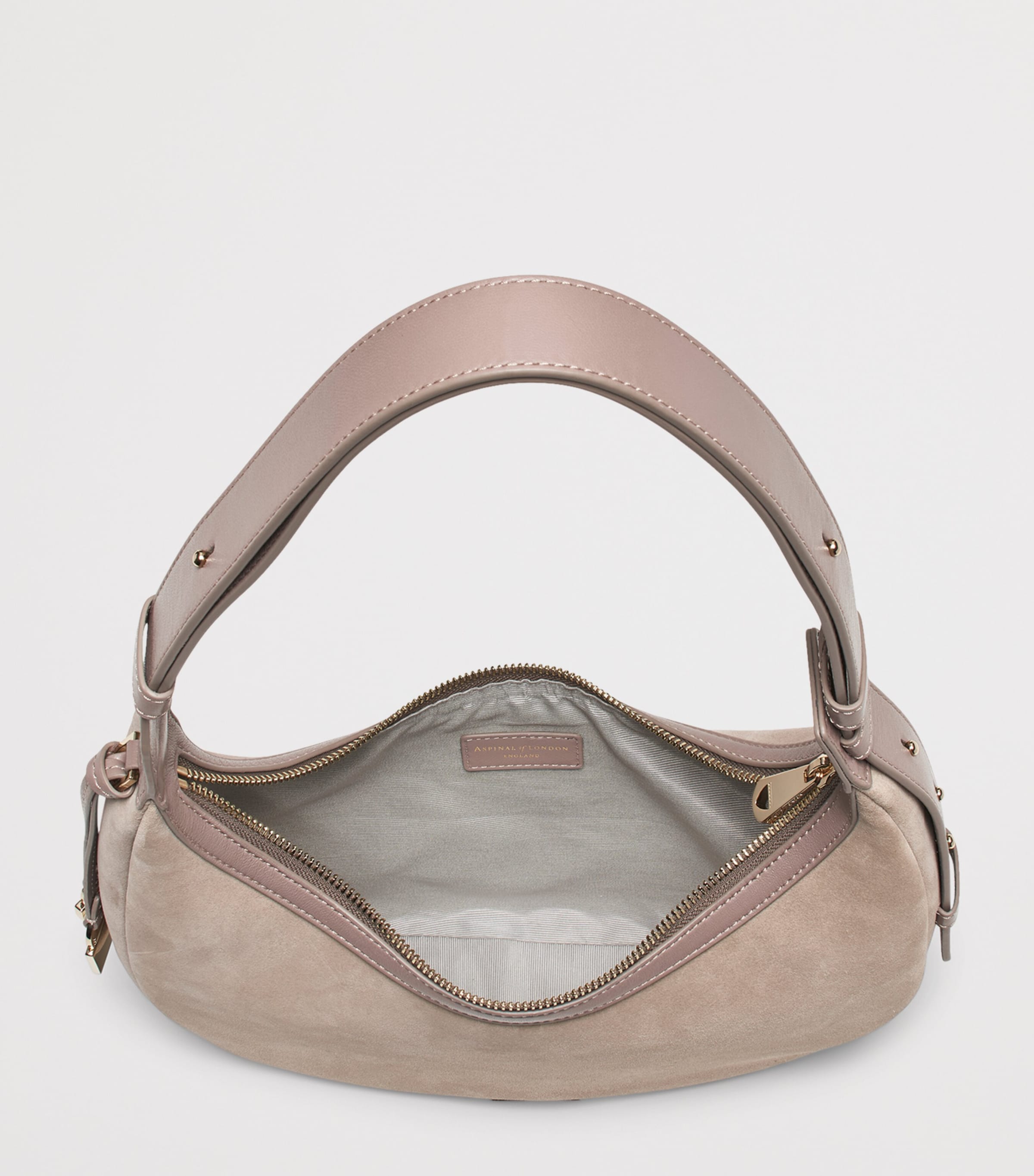 Aspinal Of London Small Leather Soho Crescent Shoulder Bag Moleskin Image 5