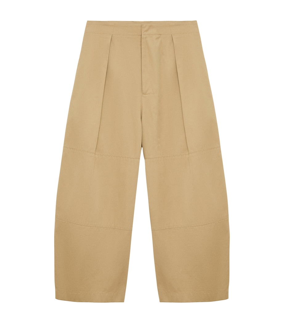 LOEWE Womens Cotton Utility Cropped Trousers Beige Image 1