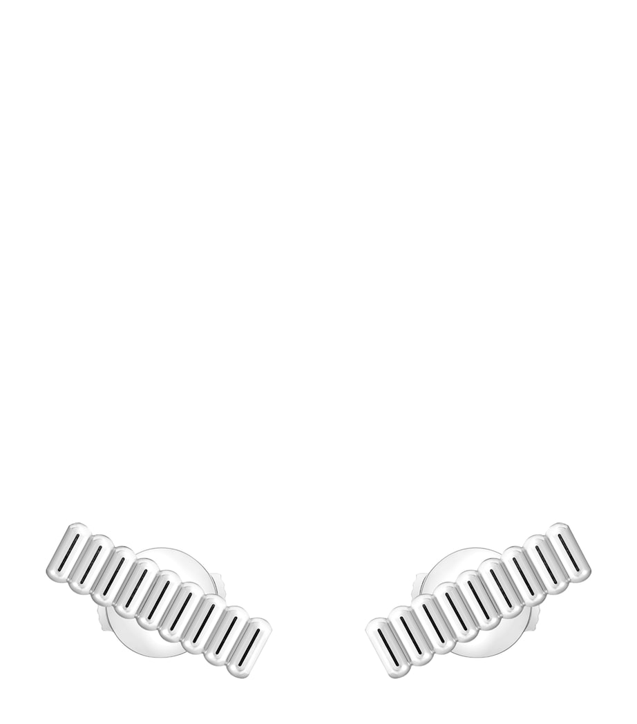 White Gold Quatre Grosgrain Stud Earrings WHITE GOLD Image 1