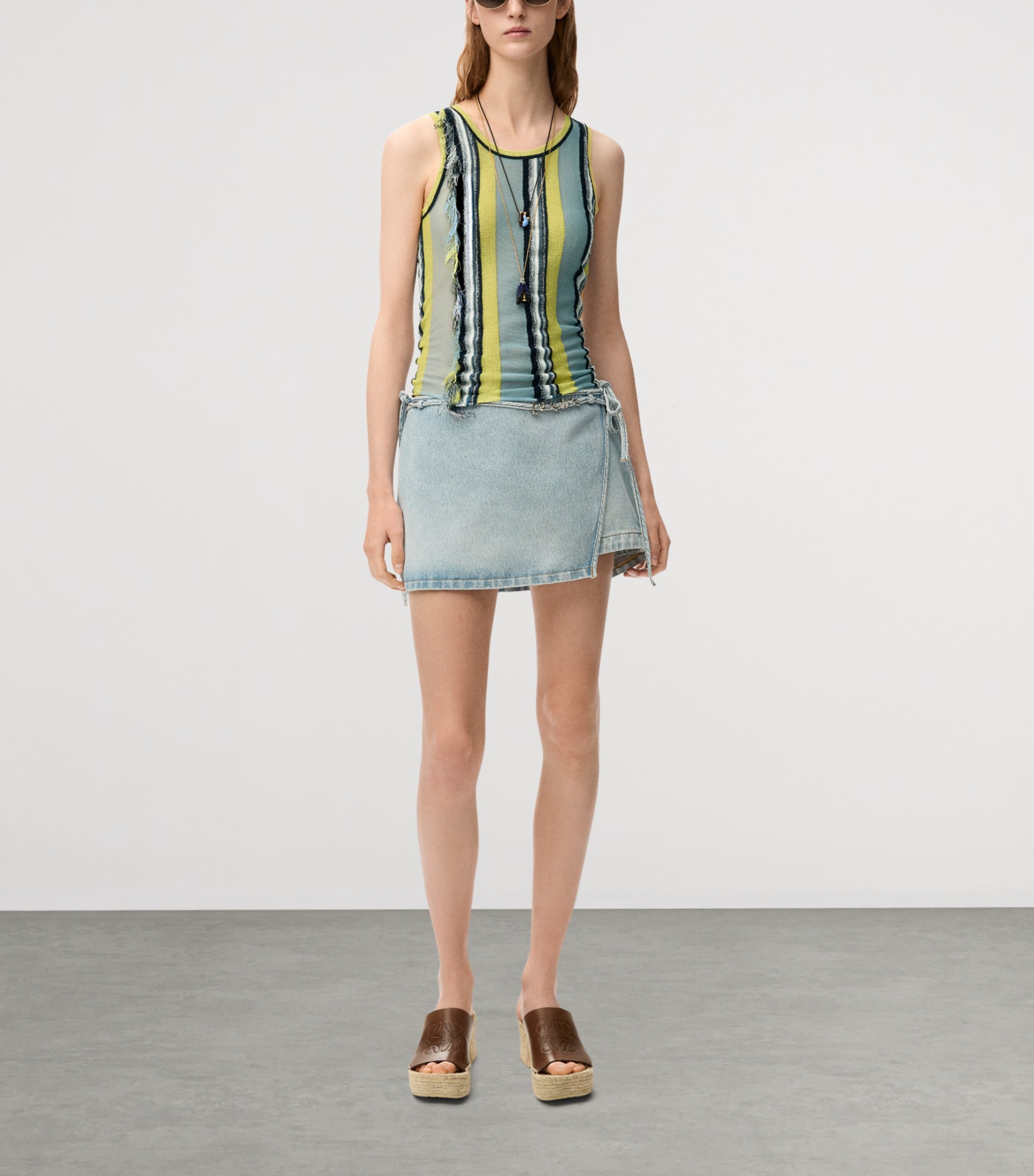 LOEWE Womens x Paula's Ibiza Stripe Fringe-Detail Tank Top Blue/multicolor Image 2