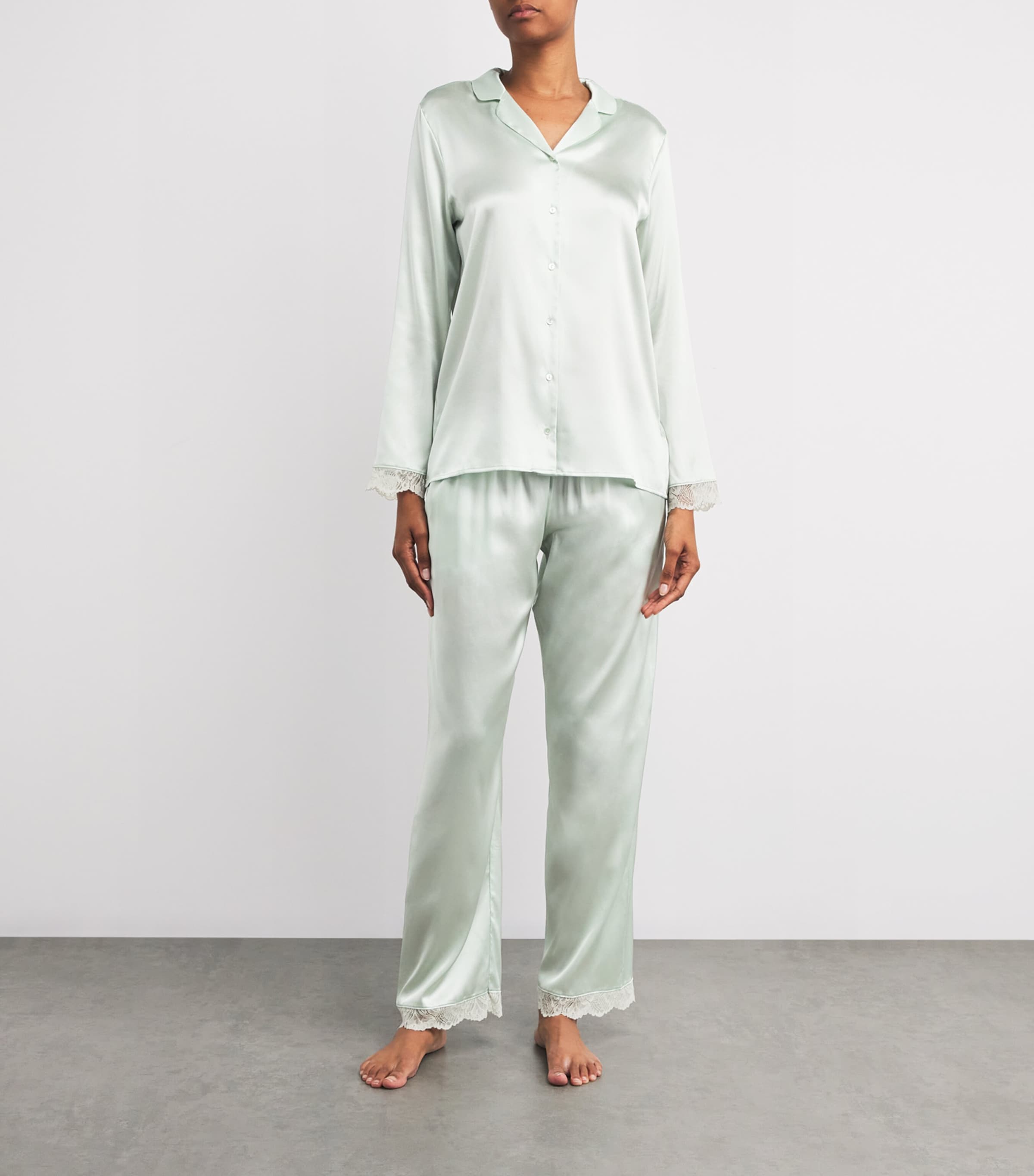 Stretch Silk Pyjama Set WHITE SAGE Image 2