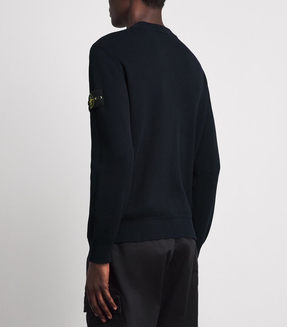 Stone Island Mens Ribbed Compass Patch Sweatshirt Image 5